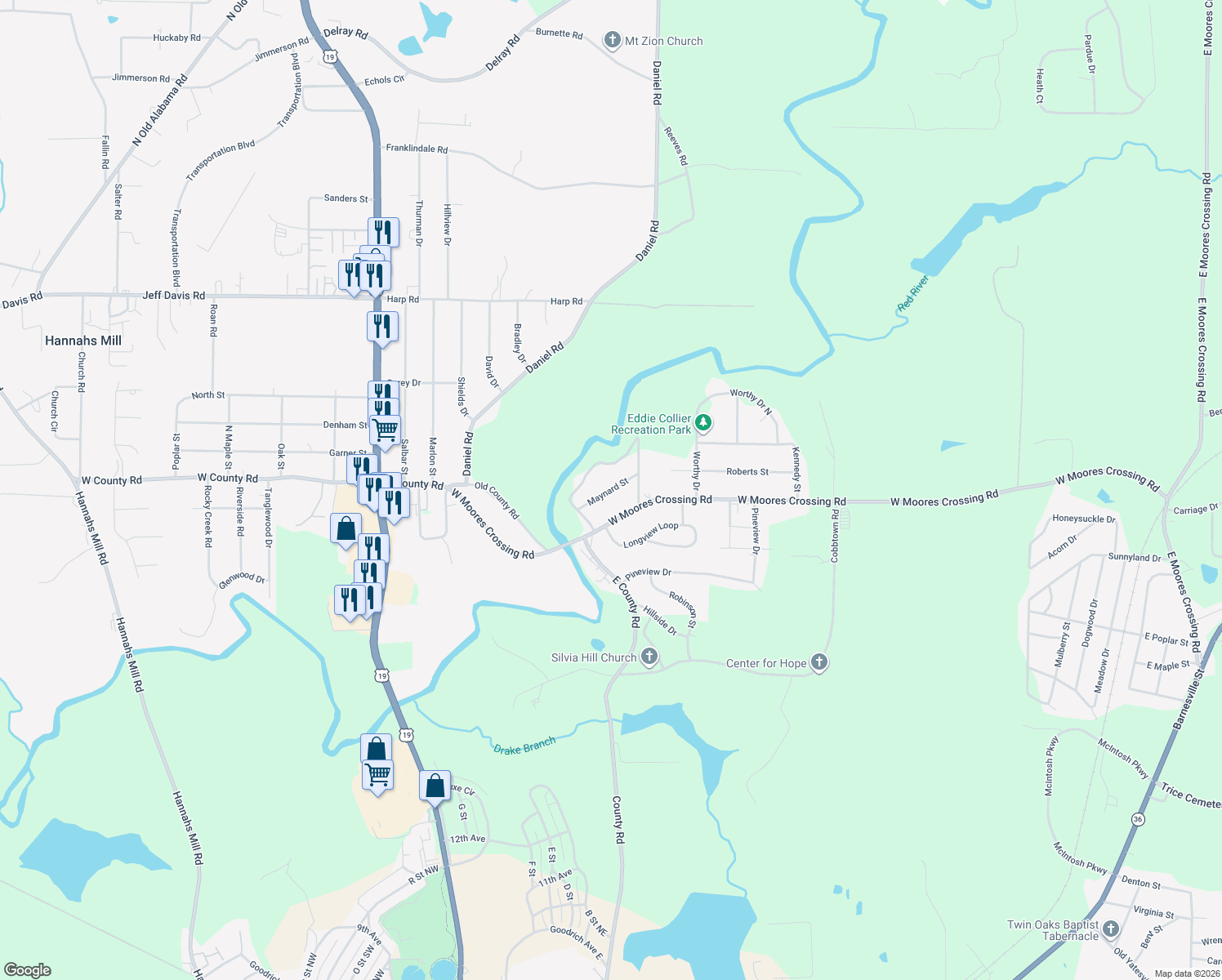 map of restaurants, bars, coffee shops, grocery stores, and more near 109 Maynard Street in Thomaston
