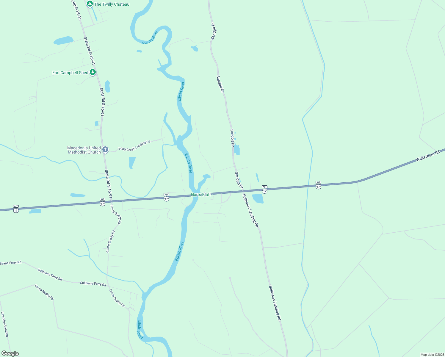 map of restaurants, bars, coffee shops, grocery stores, and more near 165 Sullivans Landing Road in Ridgeville