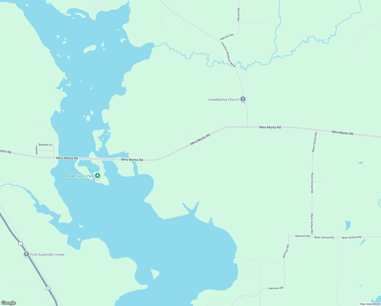 map of restaurants, bars, coffee shops, grocery stores, and more near 8859 Mira Myrtis Road in Rodessa