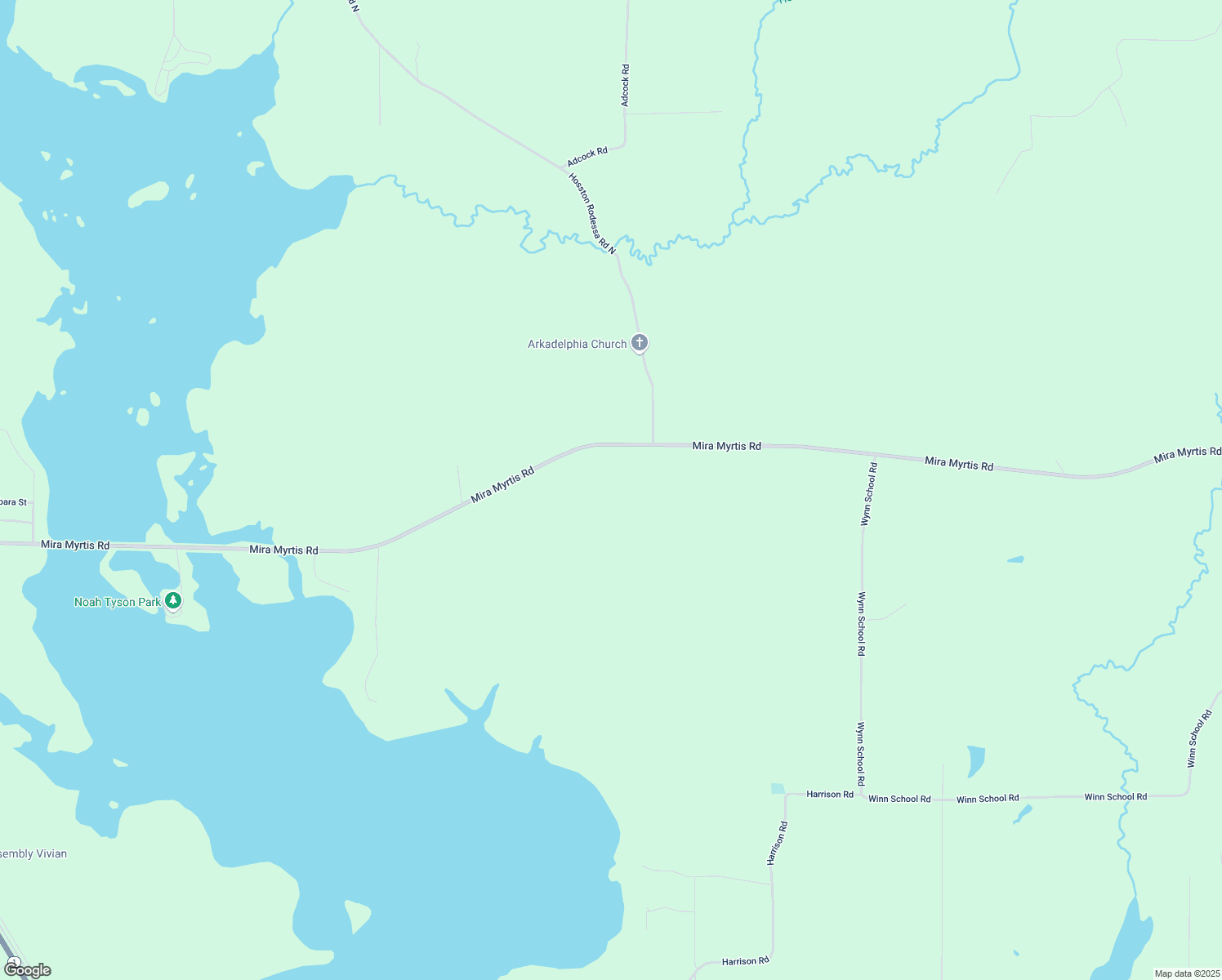 map of restaurants, bars, coffee shops, grocery stores, and more near 8625 Mira Myrtis Road in Rodessa