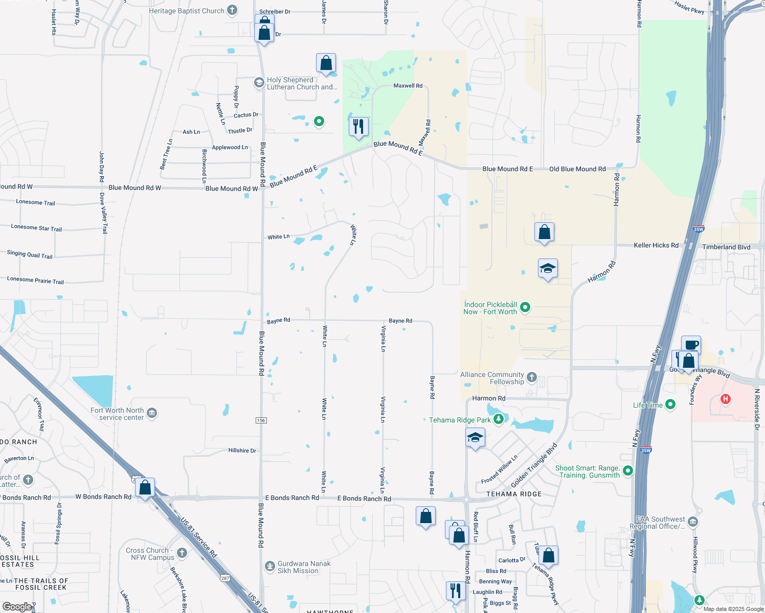 map of restaurants, bars, coffee shops, grocery stores, and more near 209 Bayne Road in Haslet