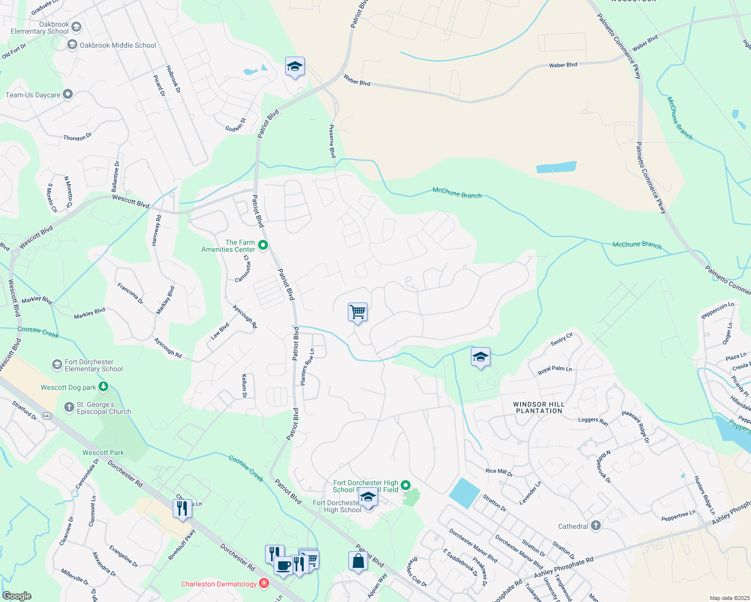 map of restaurants, bars, coffee shops, grocery stores, and more near 4222 Sawgrass Dr in Charleston