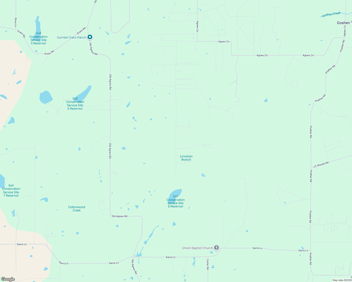 map of restaurants, bars, coffee shops, grocery stores, and more near 1313 Sanger Drive in Springtown