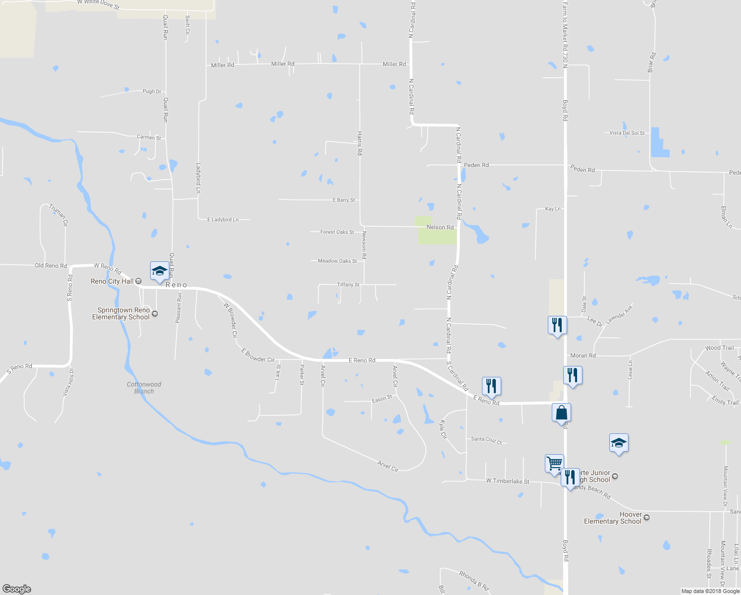 map of restaurants, bars, coffee shops, grocery stores, and more near 1220 Tiffany Street in Azle