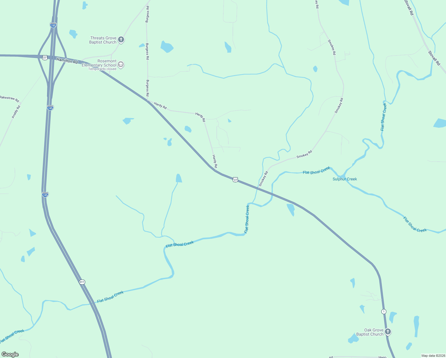 map of restaurants, bars, coffee shops, grocery stores, and more near 5324 Hamilton Road in LaGrange