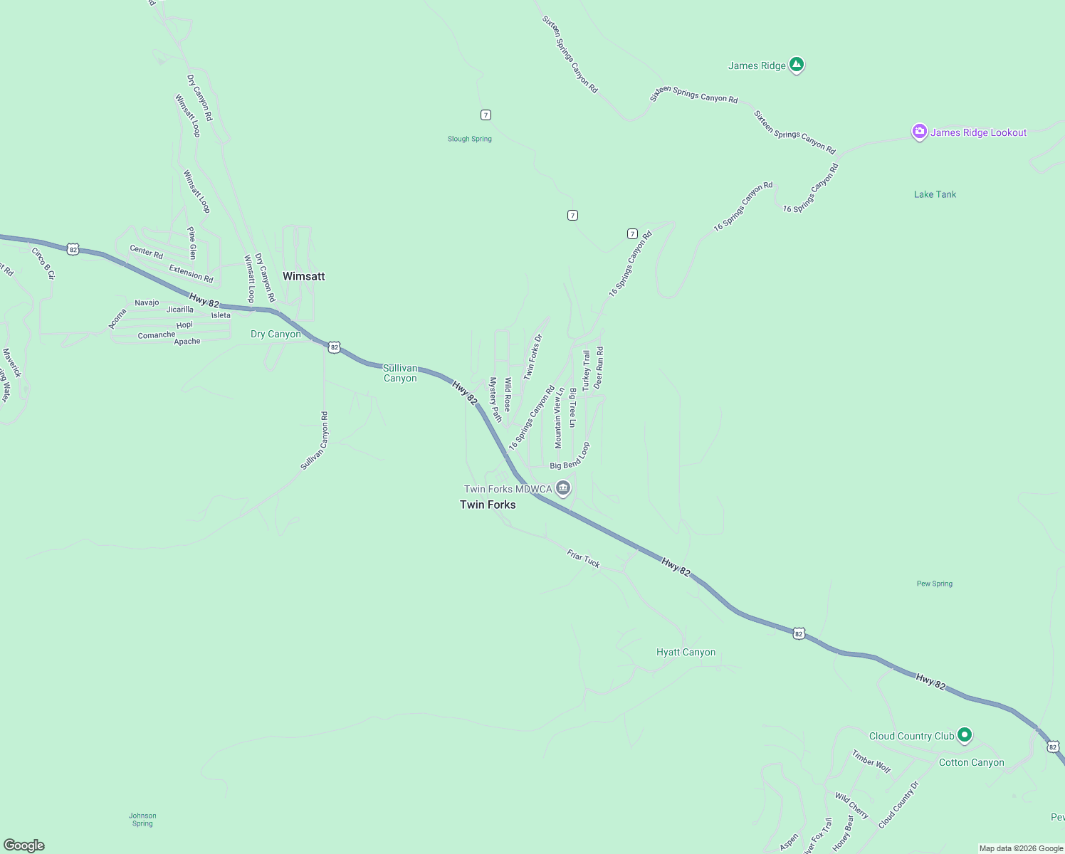 map of restaurants, bars, coffee shops, grocery stores, and more near 3 Wimsatt Road in Cloudcroft