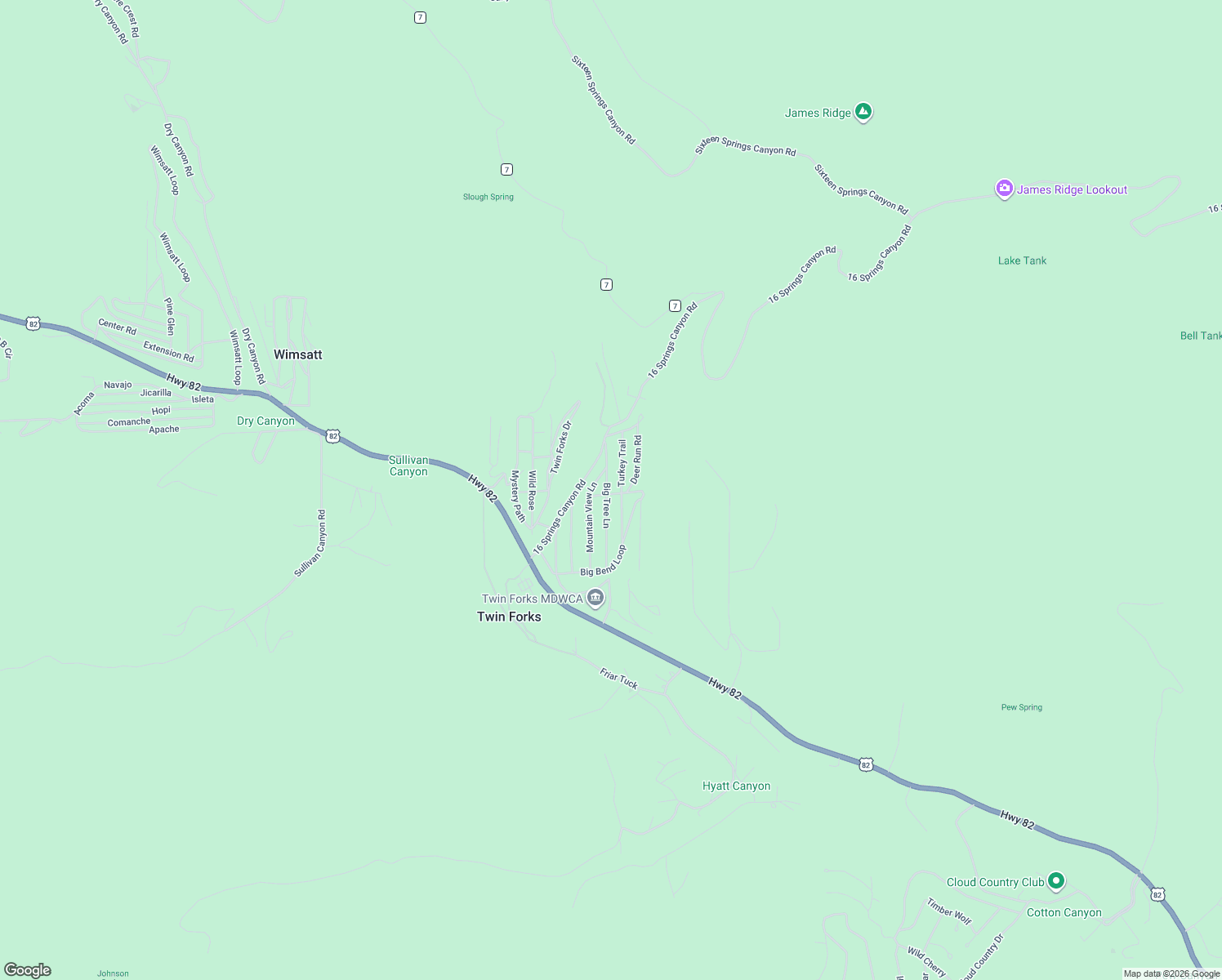 map of restaurants, bars, coffee shops, grocery stores, and more near 20-22 Turkey Trail in Cloudcroft