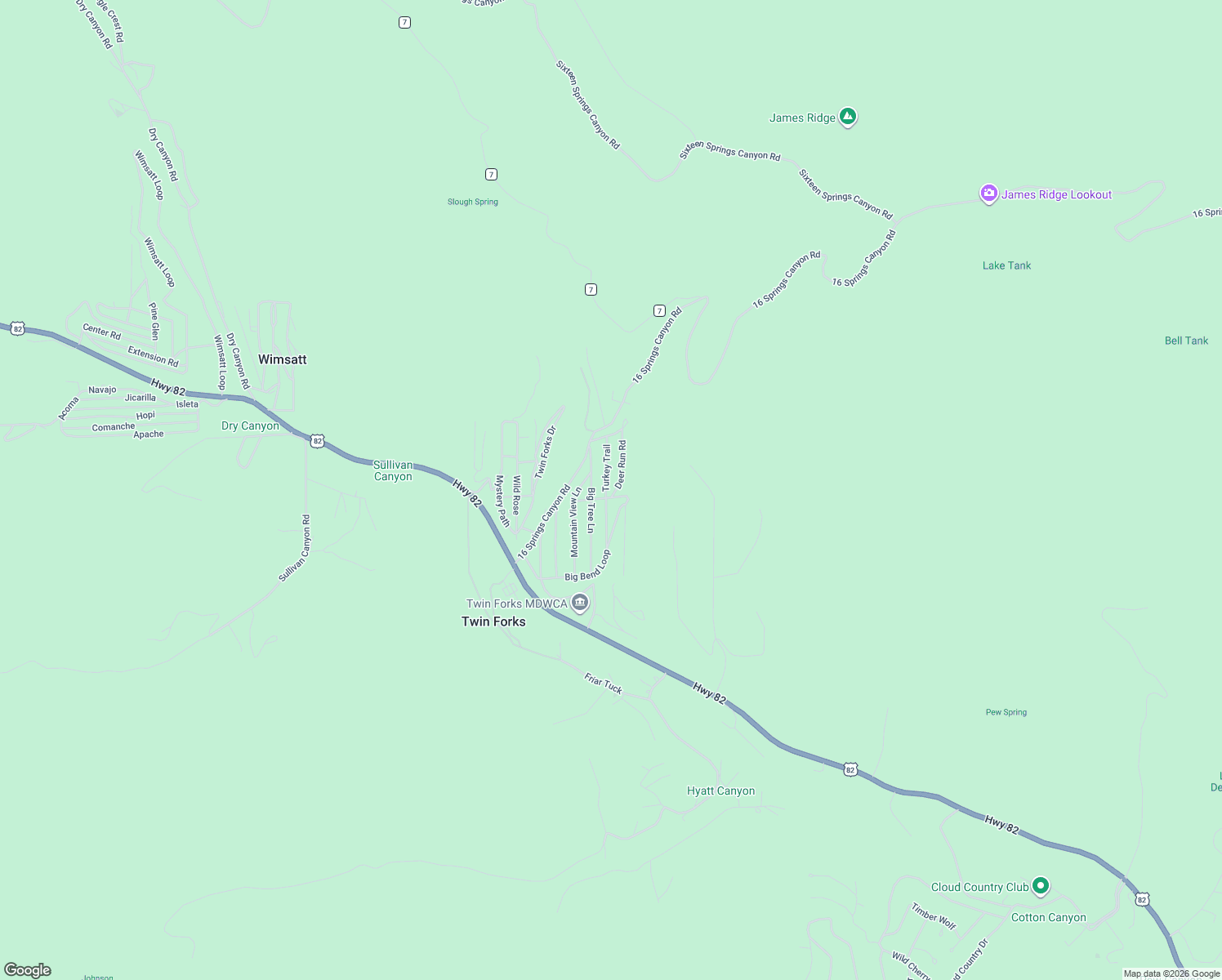 map of restaurants, bars, coffee shops, grocery stores, and more near 20-22 Turkey Trail in Cloudcroft