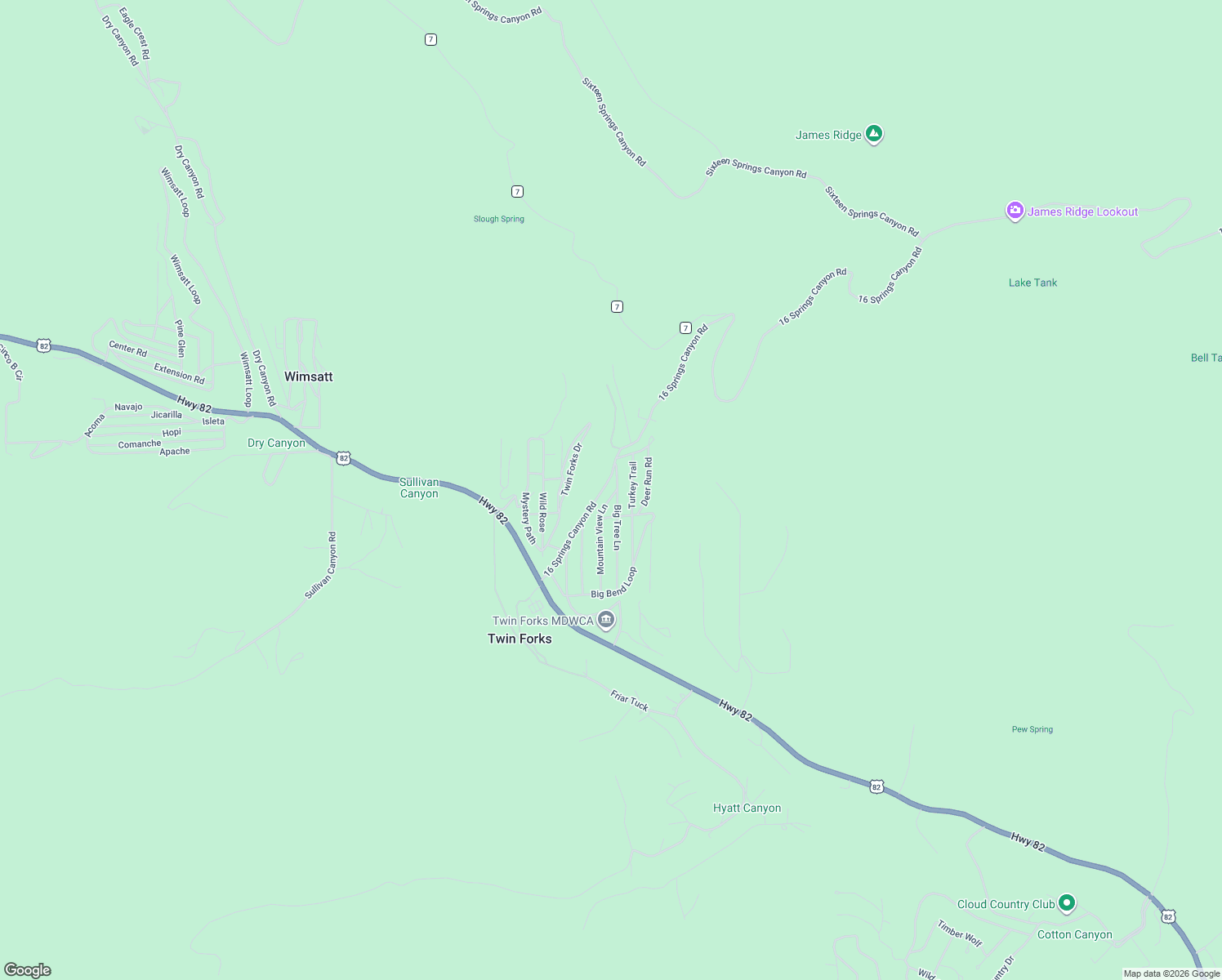 map of restaurants, bars, coffee shops, grocery stores, and more near 26-38 16 Springs Canyon Rd in Cloudcroft