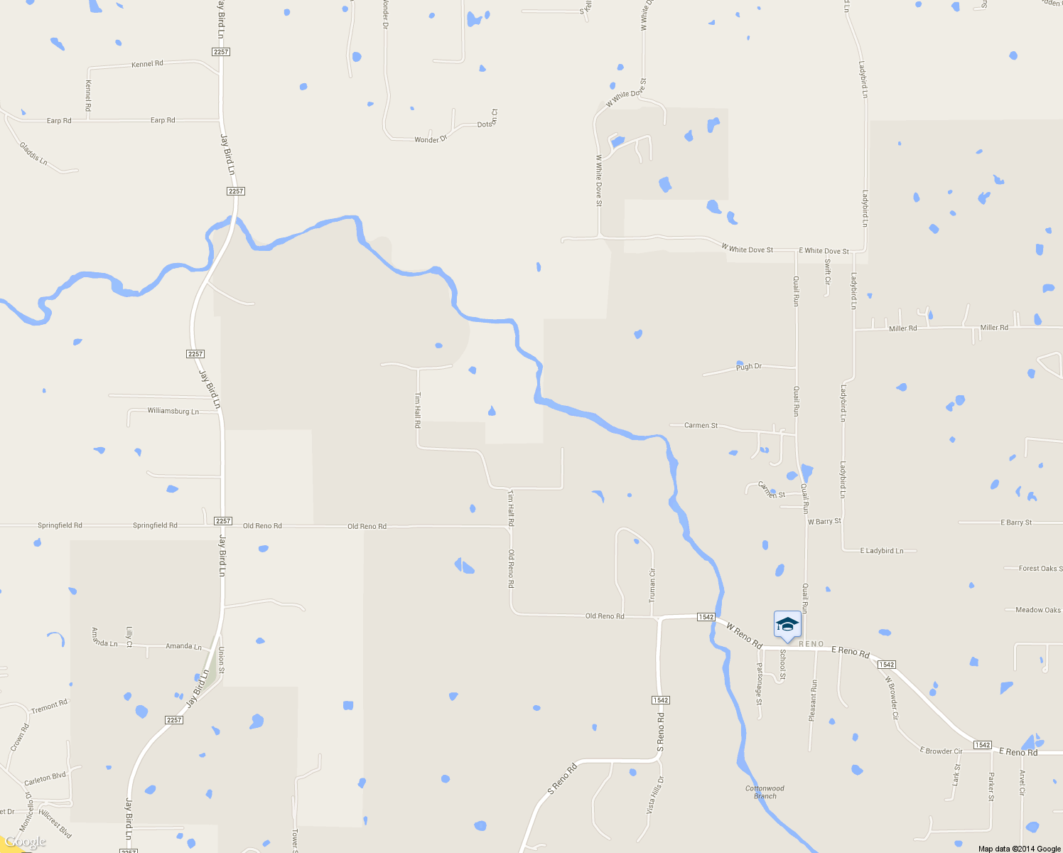 map of restaurants, bars, coffee shops, grocery stores, and more near 1201 Tim Hall Road in Springtown