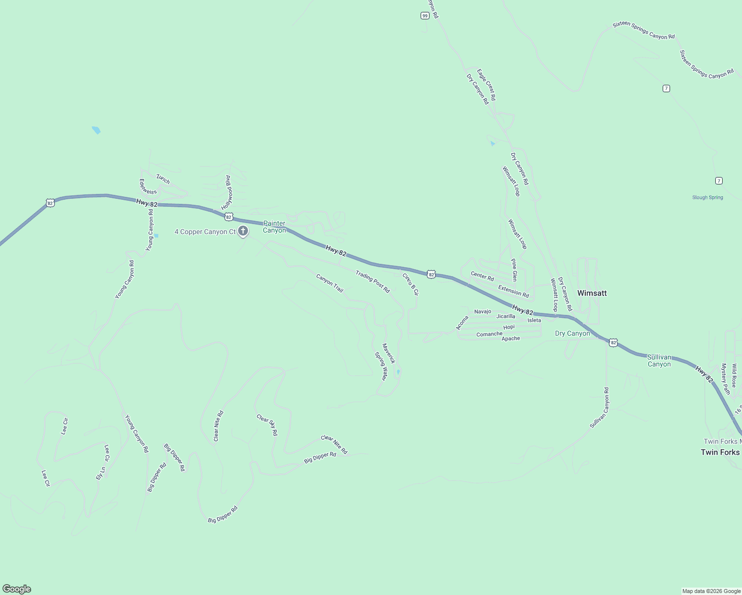 map of restaurants, bars, coffee shops, grocery stores, and more near 123 Canyon Trail in Cloudcroft