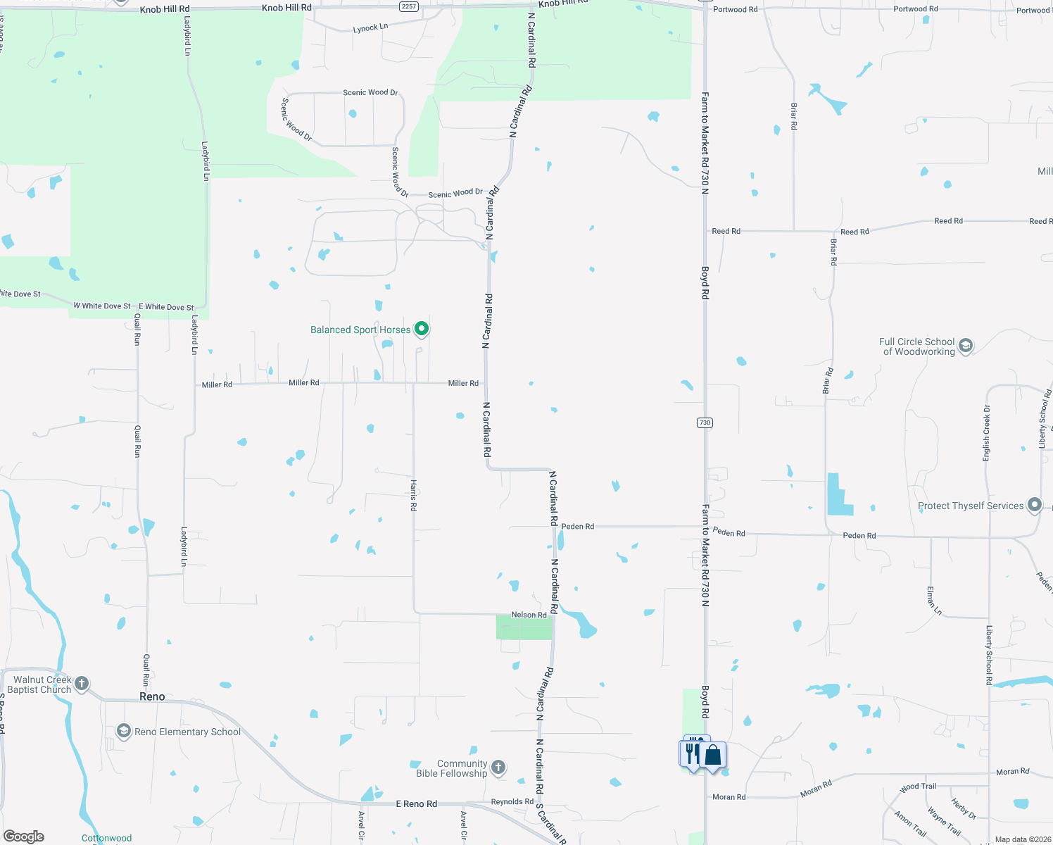 map of restaurants, bars, coffee shops, grocery stores, and more near 1825 North Cardinal Road in Azle