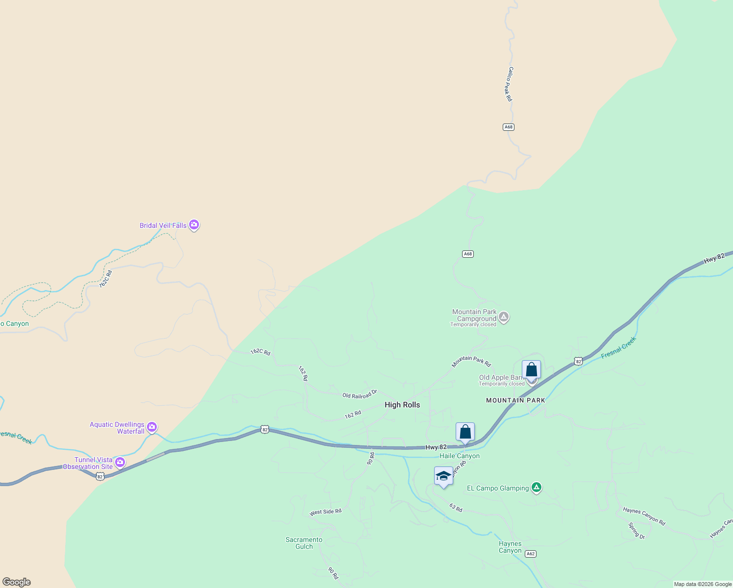 map of restaurants, bars, coffee shops, grocery stores, and more near 104 Red Rock Road in La Luz
