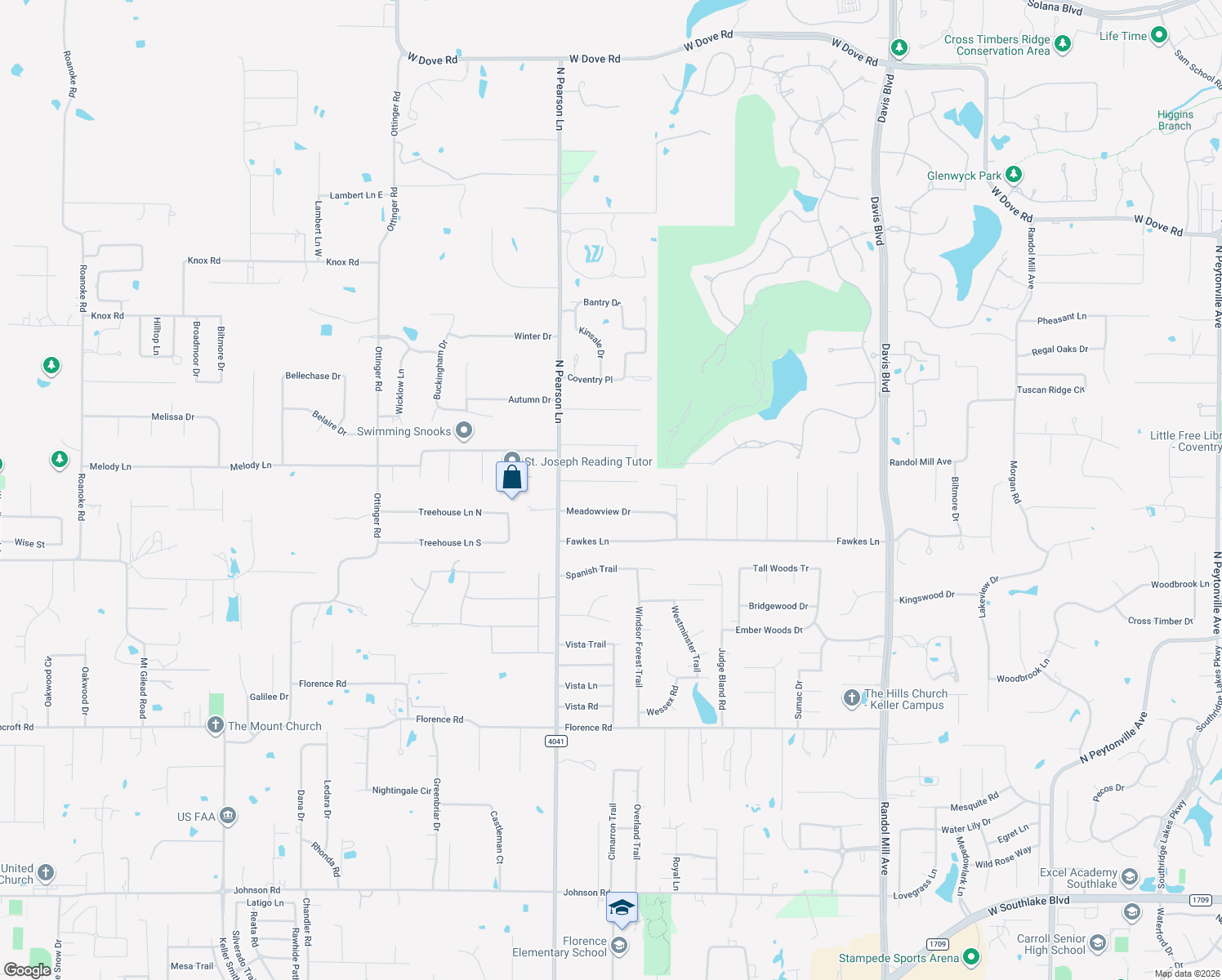 map of restaurants, bars, coffee shops, grocery stores, and more near 2024 Hickory Hollow Lane in Keller