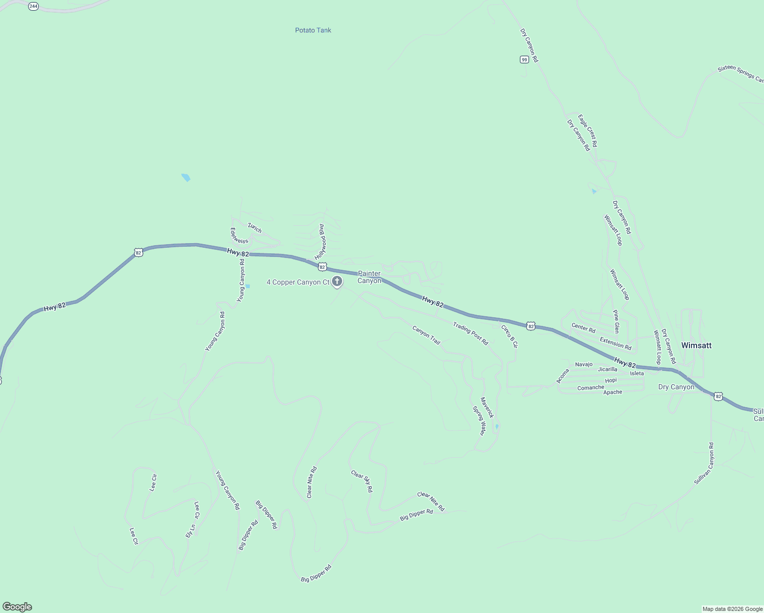 map of restaurants, bars, coffee shops, grocery stores, and more near 51 Canyon Trail in Cloudcroft