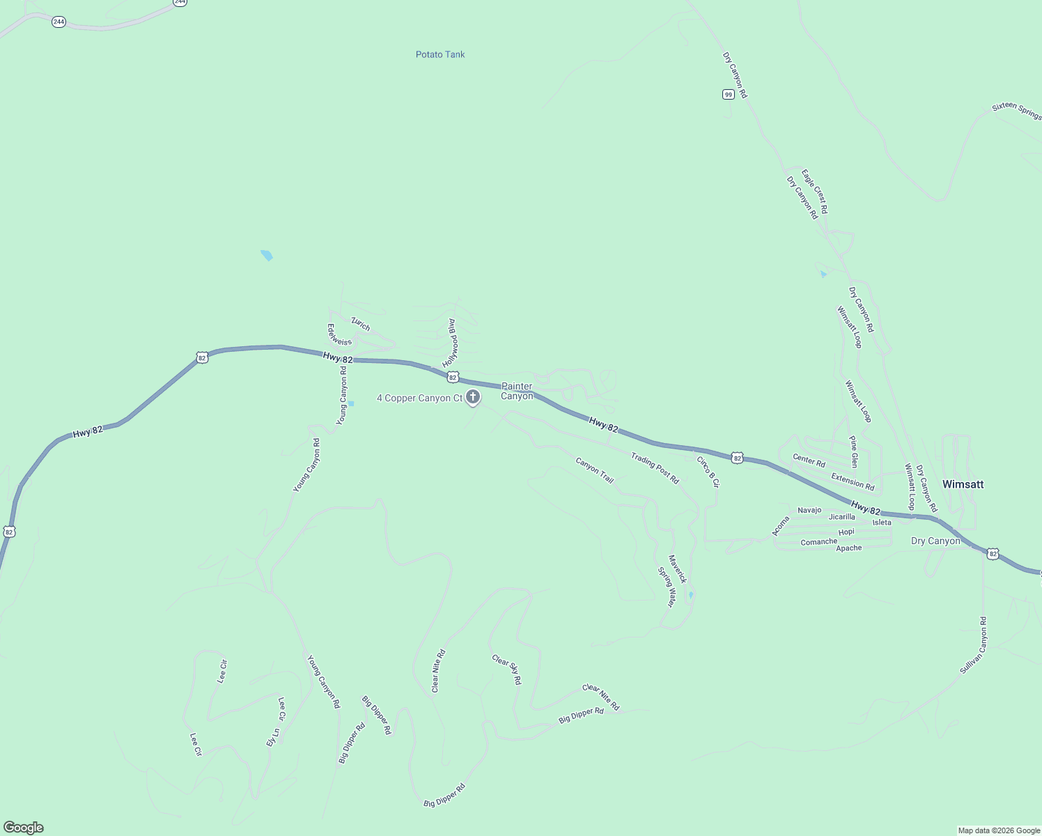 map of restaurants, bars, coffee shops, grocery stores, and more near 51 Canyon Trail in Cloudcroft