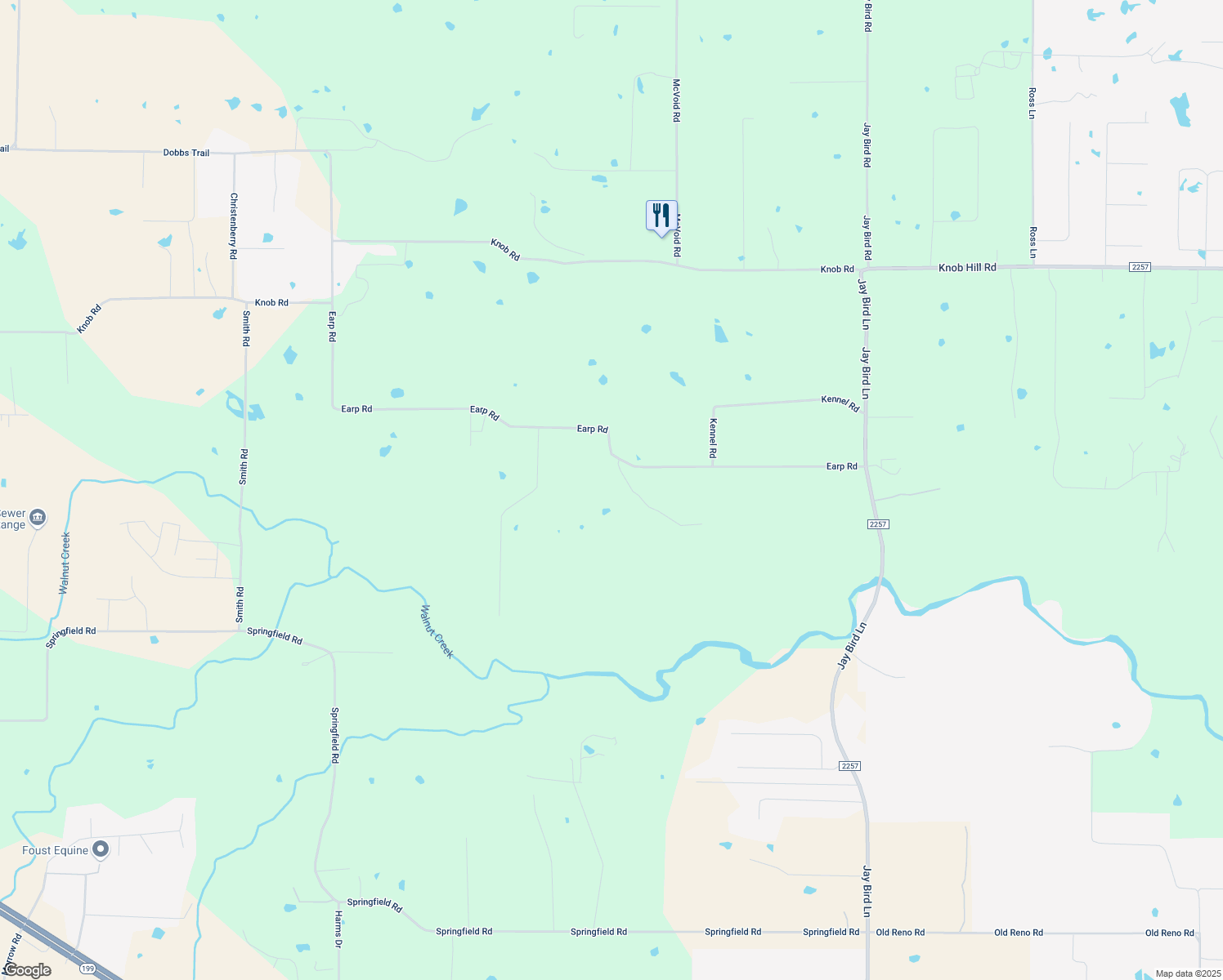 map of restaurants, bars, coffee shops, grocery stores, and more near 102 Gladdis Ln in Springtown