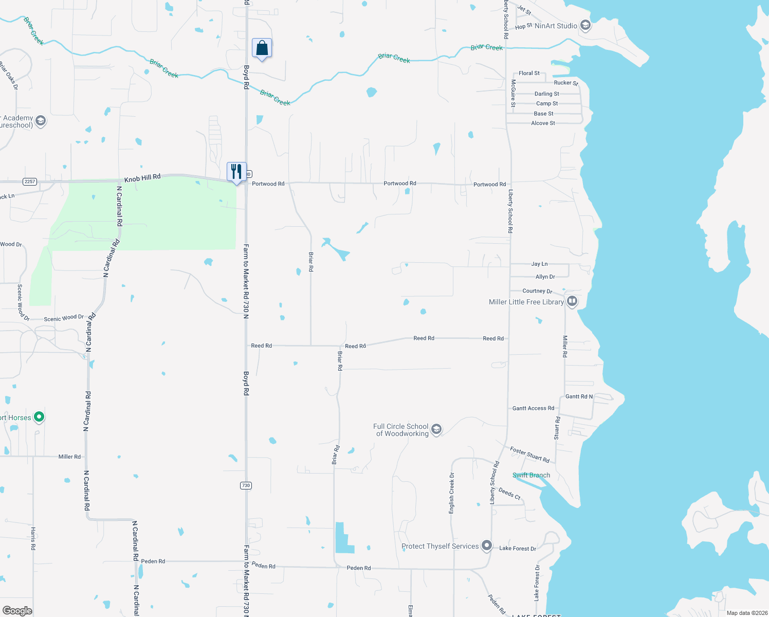 map of restaurants, bars, coffee shops, grocery stores, and more near 7555 Goodman Ln in Azle