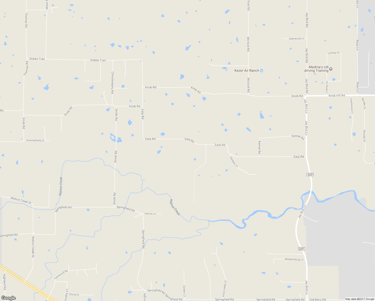 map of restaurants, bars, coffee shops, grocery stores, and more near 838 Earp Road in Springtown