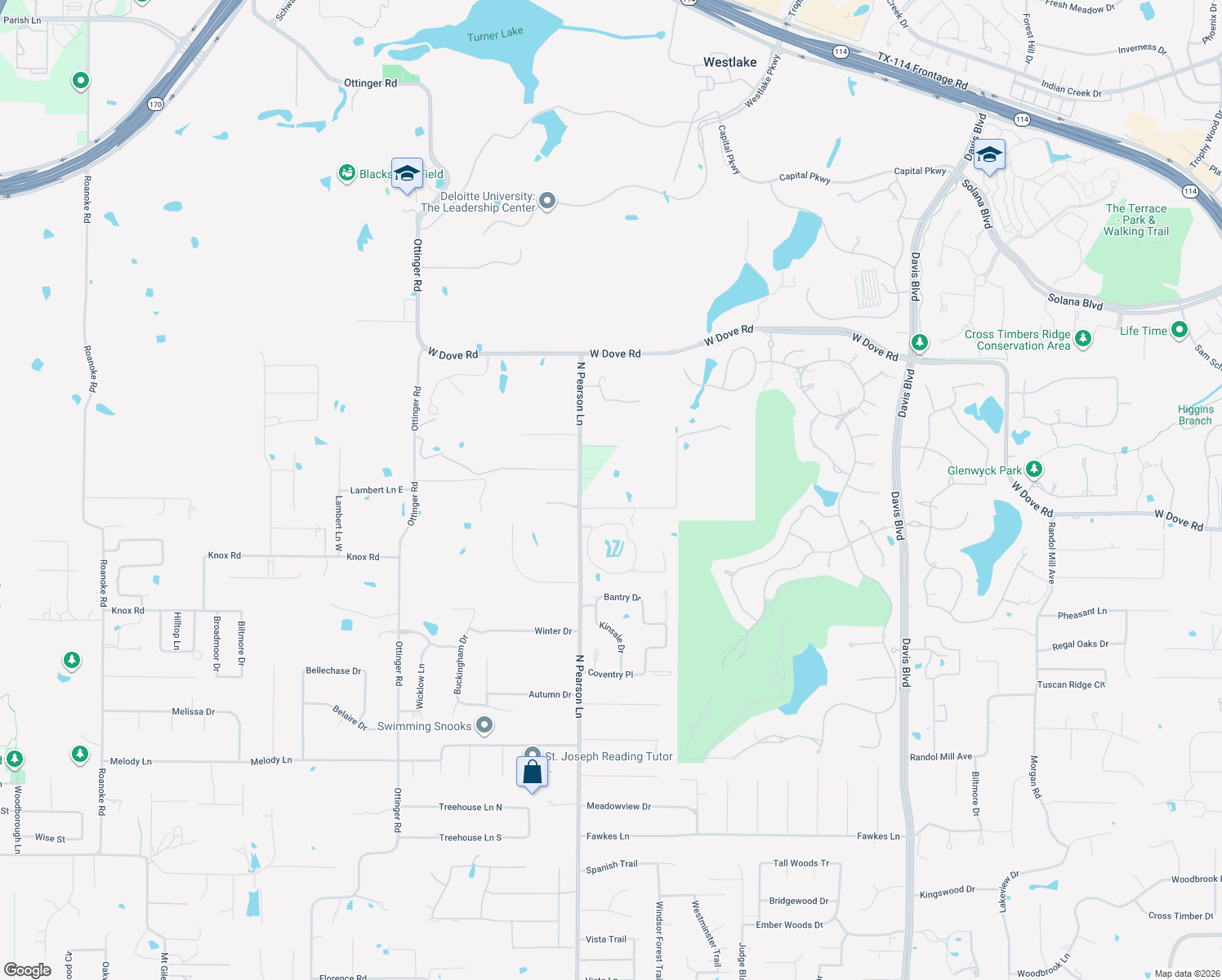 map of restaurants, bars, coffee shops, grocery stores, and more near 4001 Aspen Lane in Westlake