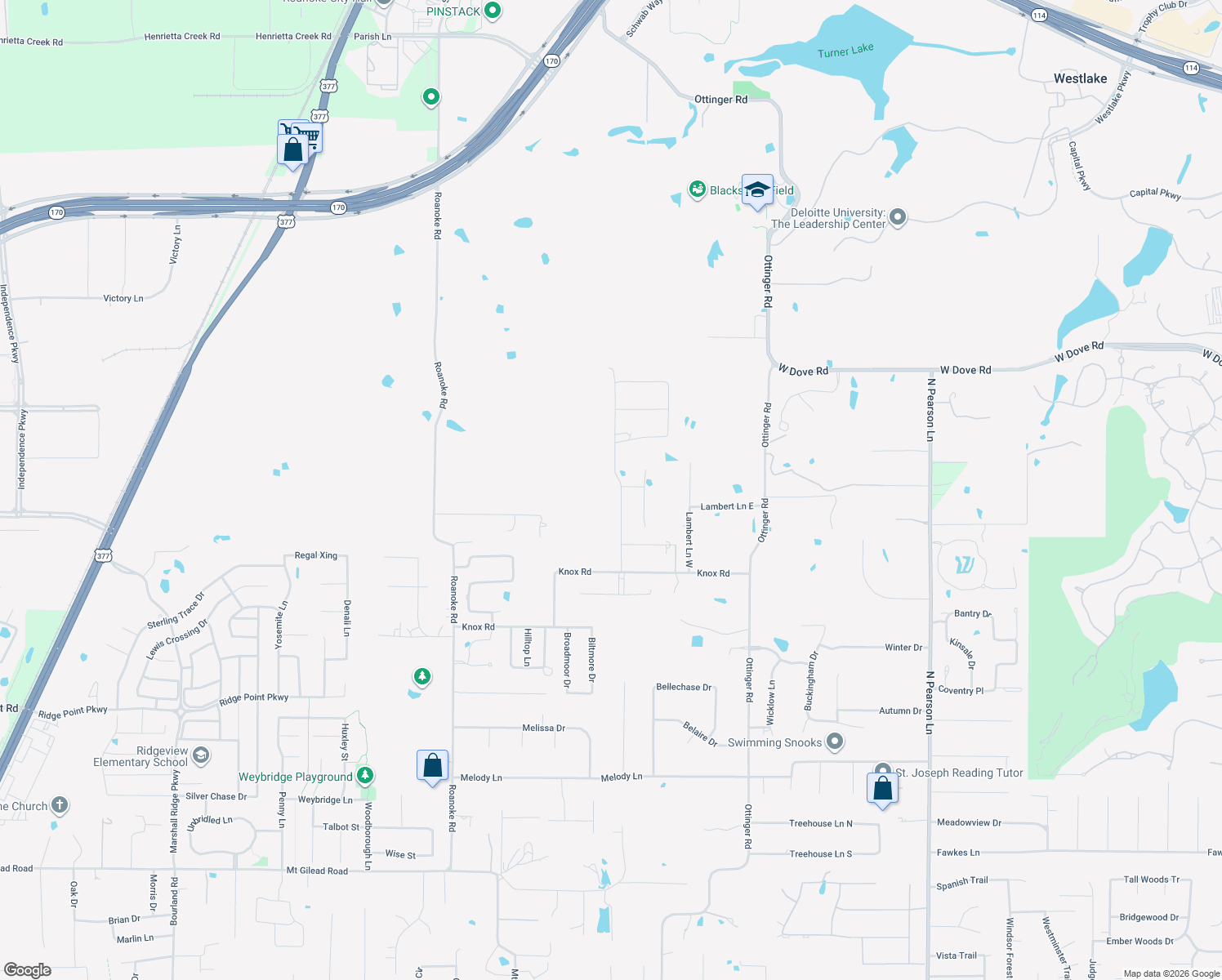 map of restaurants, bars, coffee shops, grocery stores, and more near 2120 Ravenwood Drive in Keller