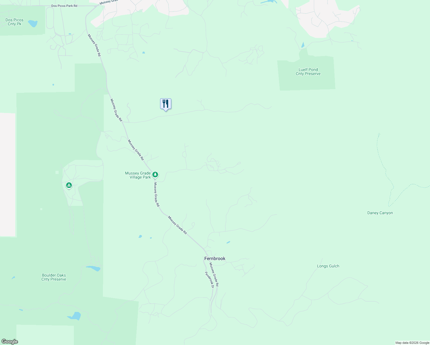 map of restaurants, bars, coffee shops, grocery stores, and more near 14625 Mussey Grade Road in San Diego