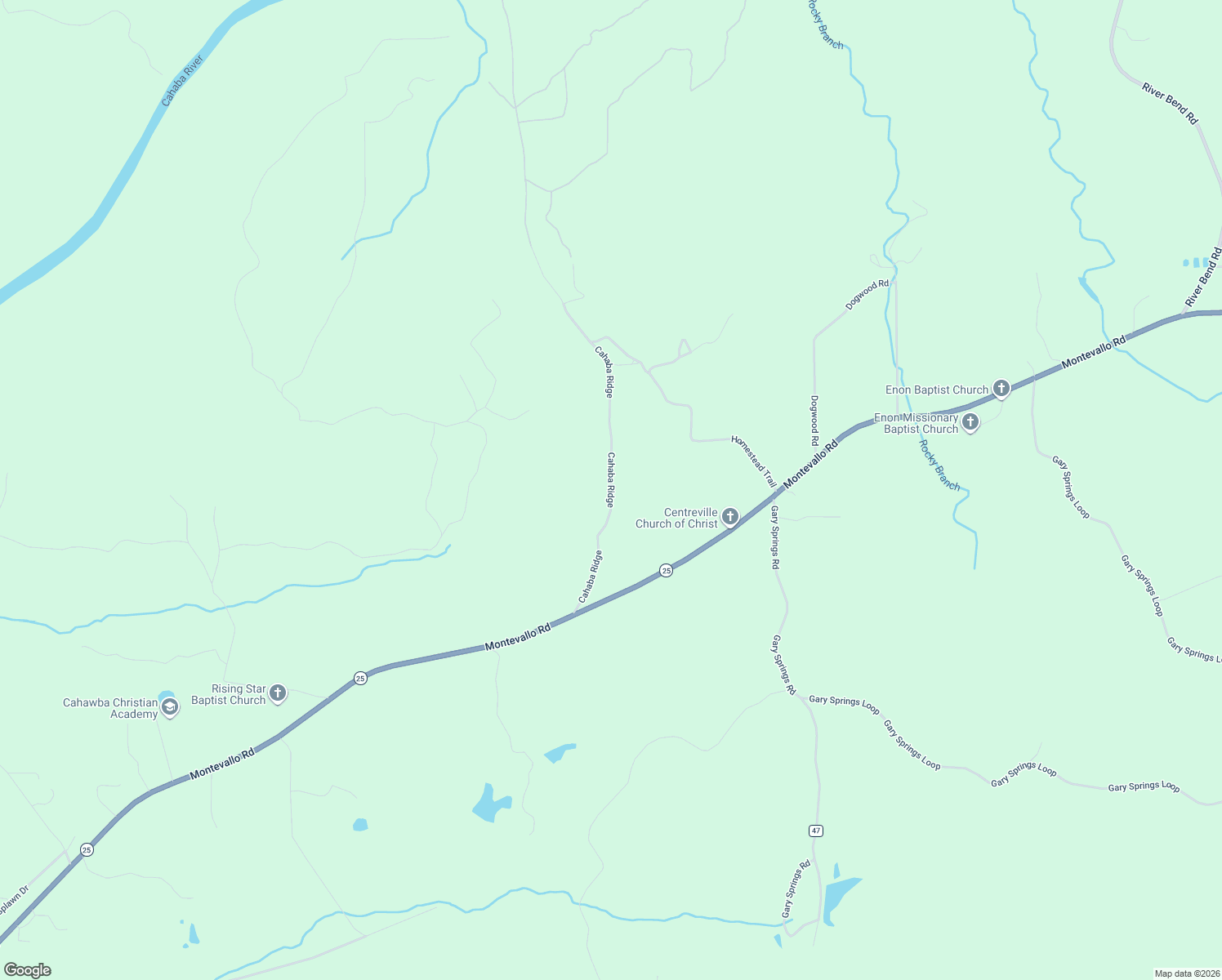 map of restaurants, bars, coffee shops, grocery stores, and more near 1038 Cahaba Ridge in Centreville