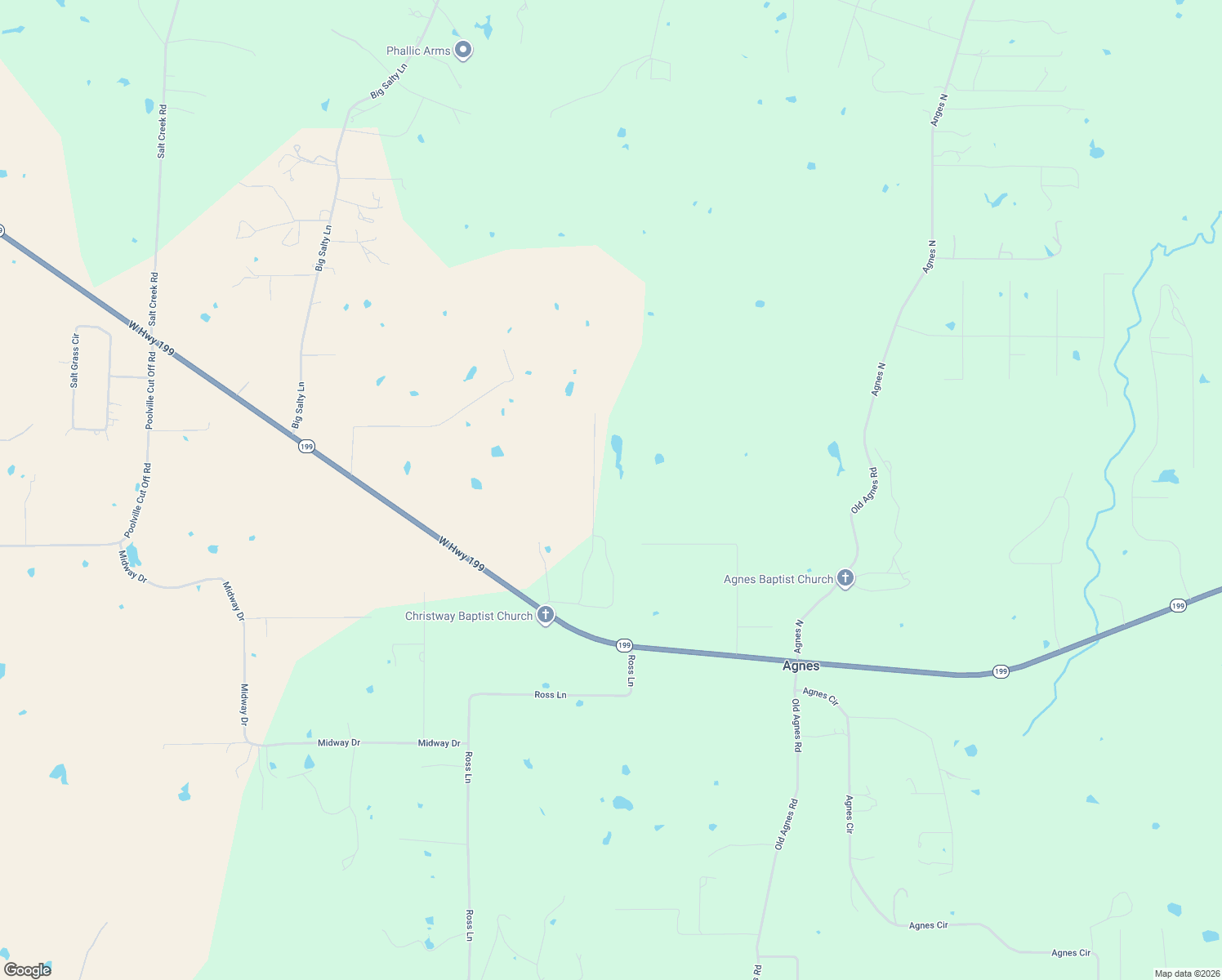 map of restaurants, bars, coffee shops, grocery stores, and more near 760 Windy Hill Lane in Springtown