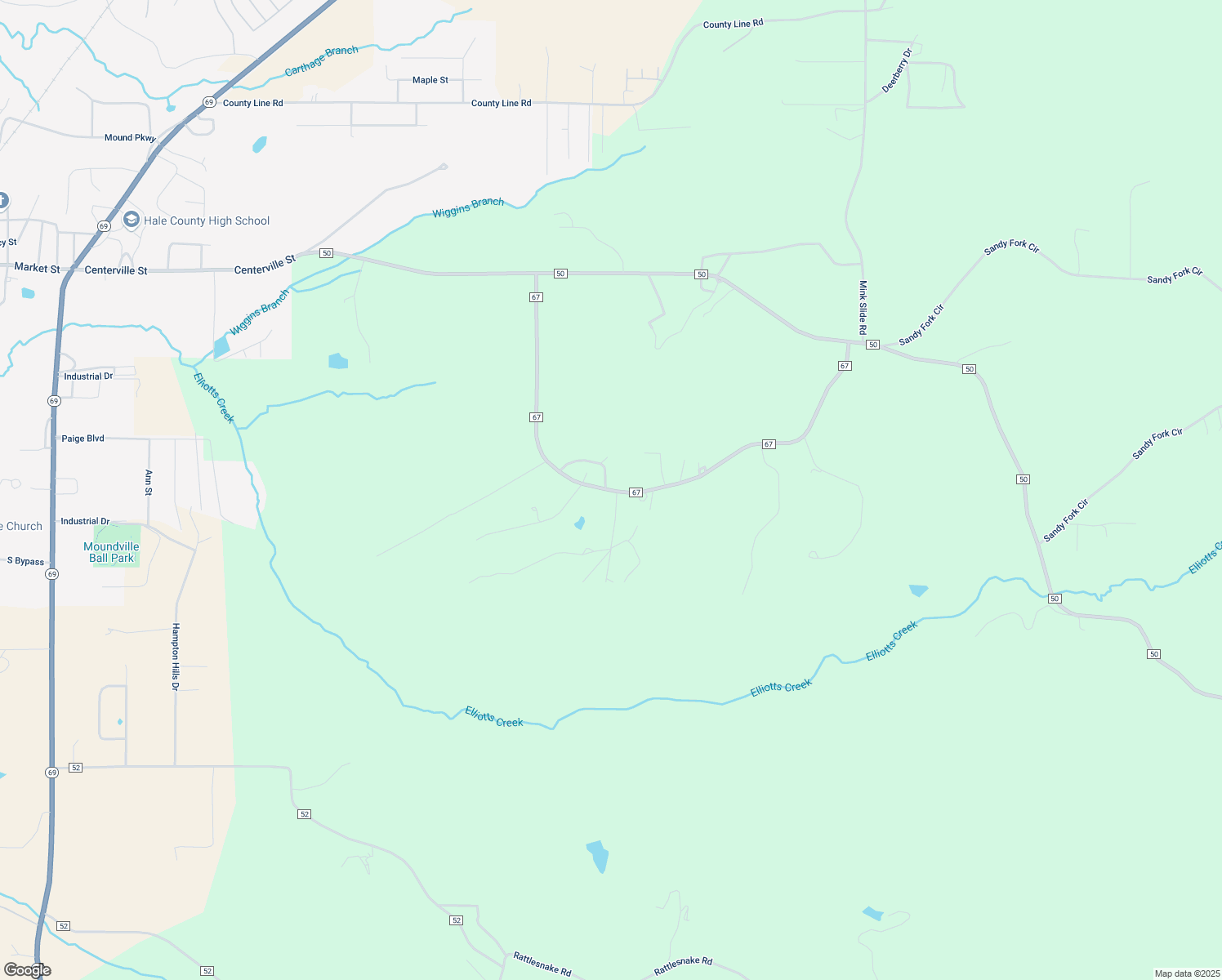 map of restaurants, bars, coffee shops, grocery stores, and more near 847 County Road 67 in Moundville