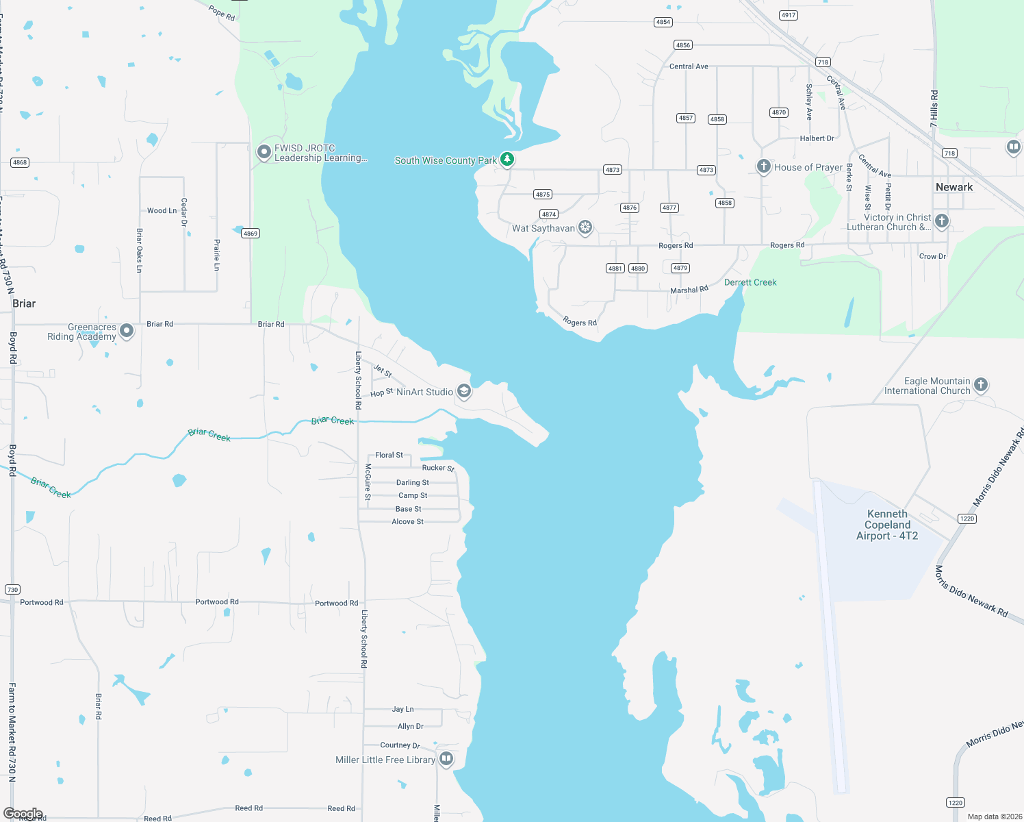 map of restaurants, bars, coffee shops, grocery stores, and more near 6804 Briar Road in Azle