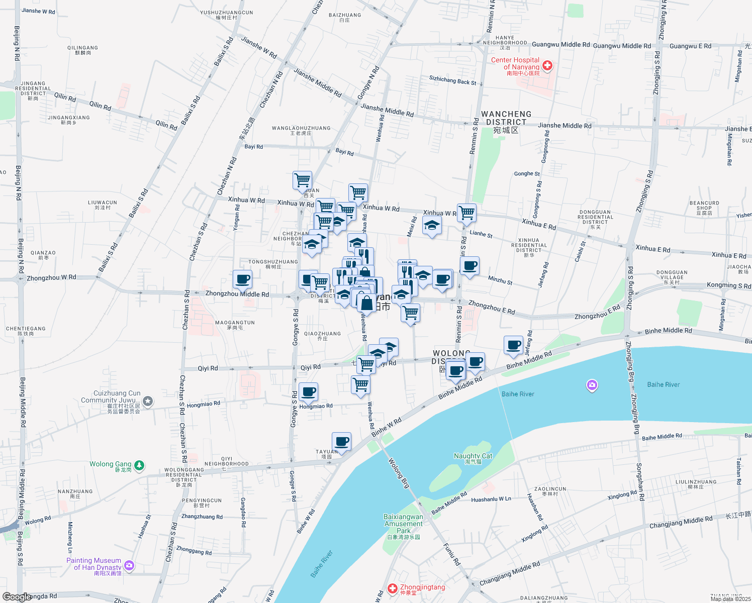 map of restaurants, bars, coffee shops, grocery stores, and more near in Nanyang