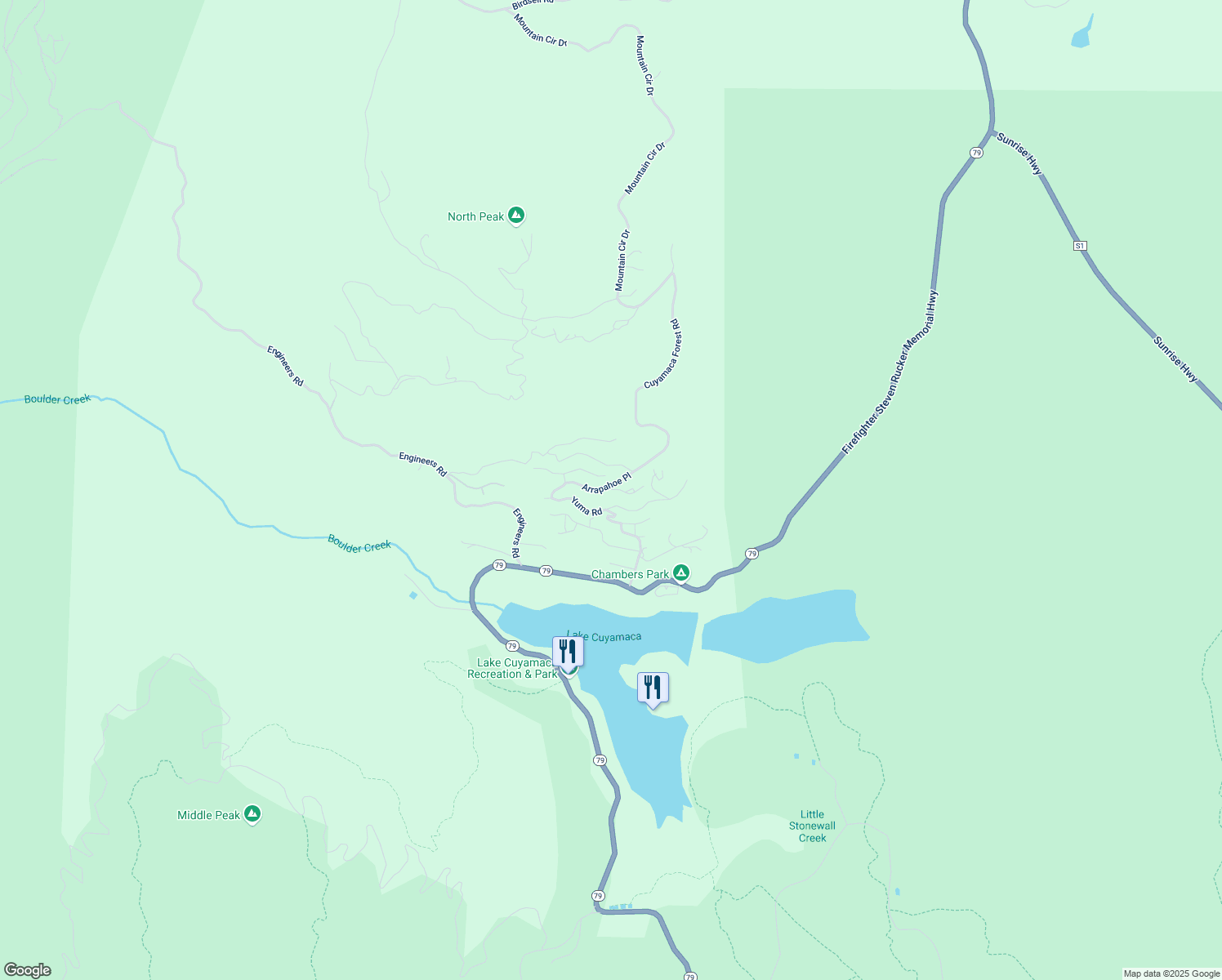 map of restaurants, bars, coffee shops, grocery stores, and more near 34711 Pueblo Drive in Julian