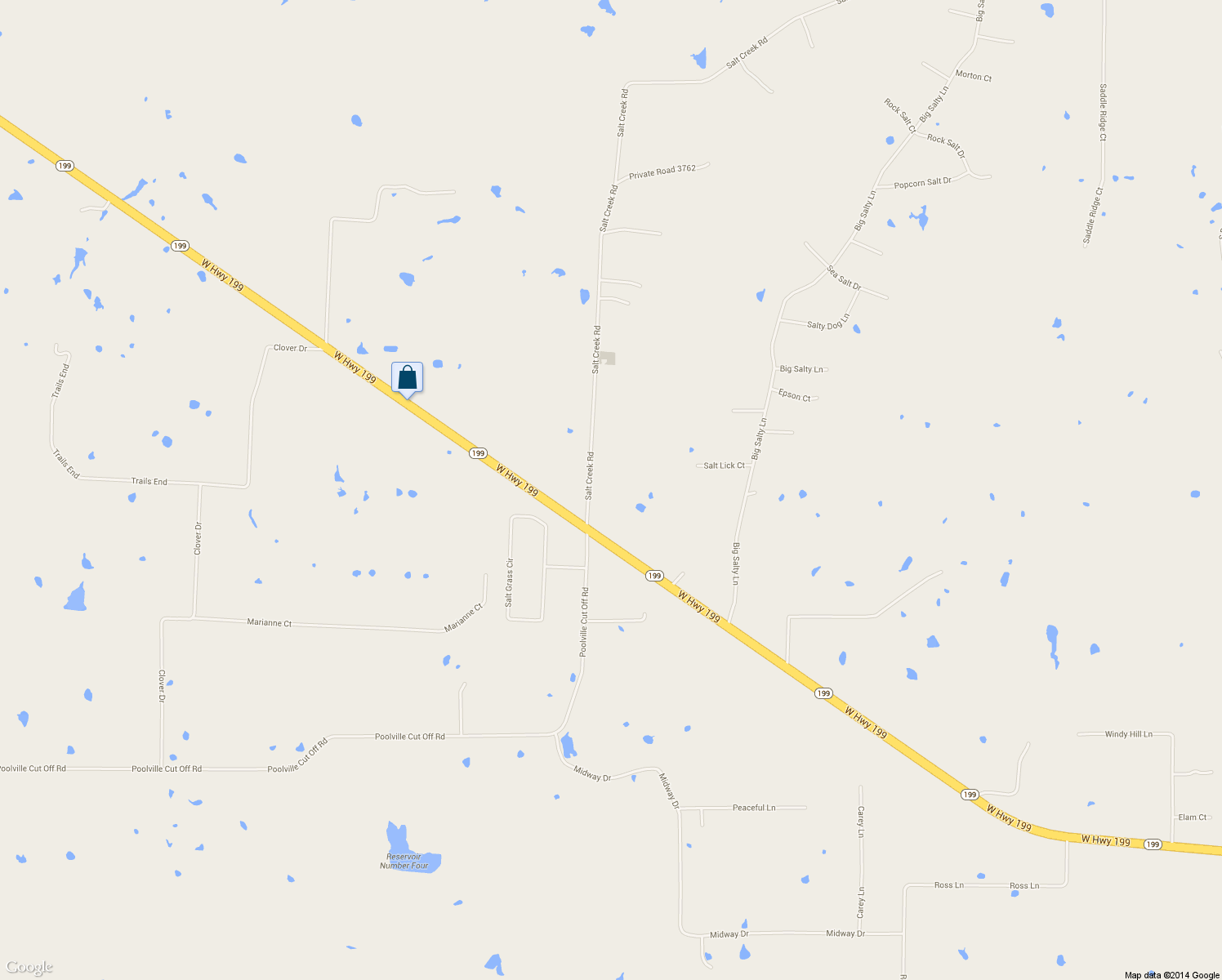 map of restaurants, bars, coffee shops, grocery stores, and more near 202 Salt Creek Rd in Springtown