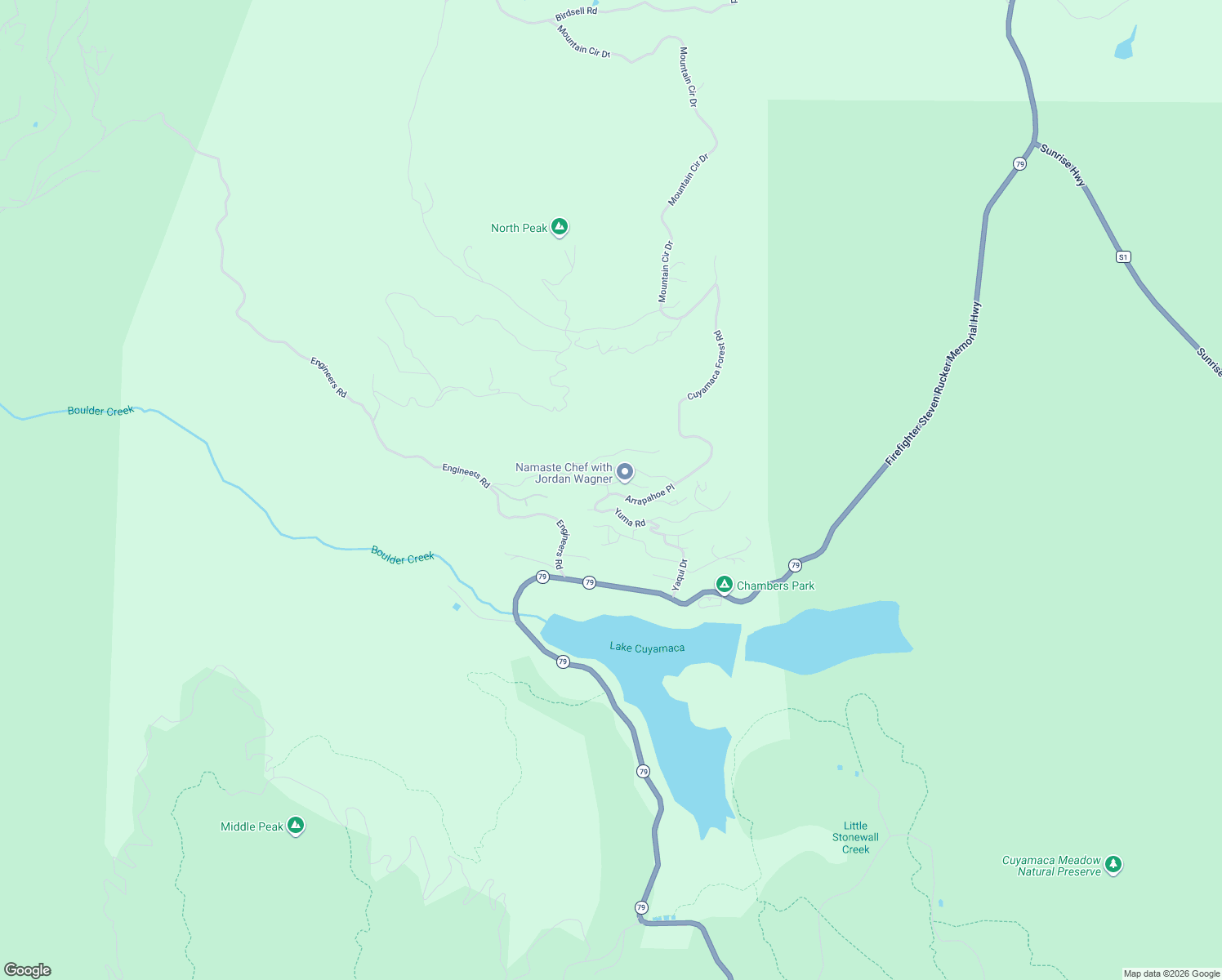 map of restaurants, bars, coffee shops, grocery stores, and more near 34608 Arrapahoe Place in Julian