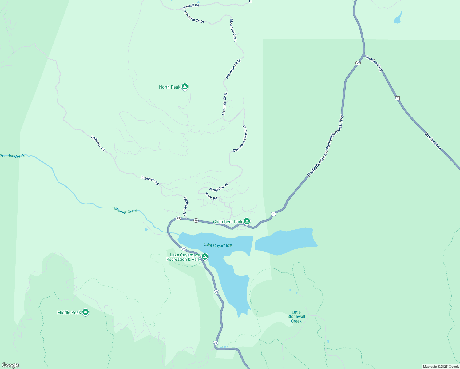 map of restaurants, bars, coffee shops, grocery stores, and more near Pueblo Drive in San Diego County
