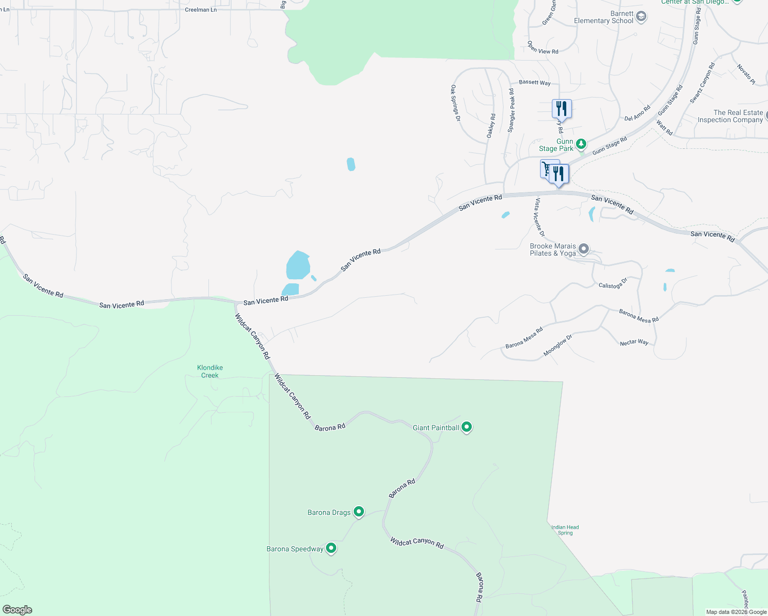 map of restaurants, bars, coffee shops, grocery stores, and more near 23049 Tombill Road in Ramona