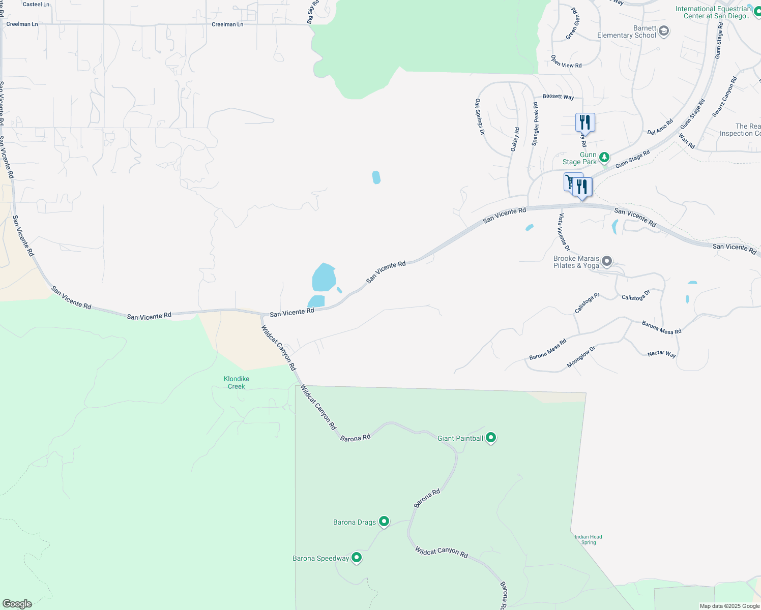 map of restaurants, bars, coffee shops, grocery stores, and more near 22916 Tombill Road in Ramona