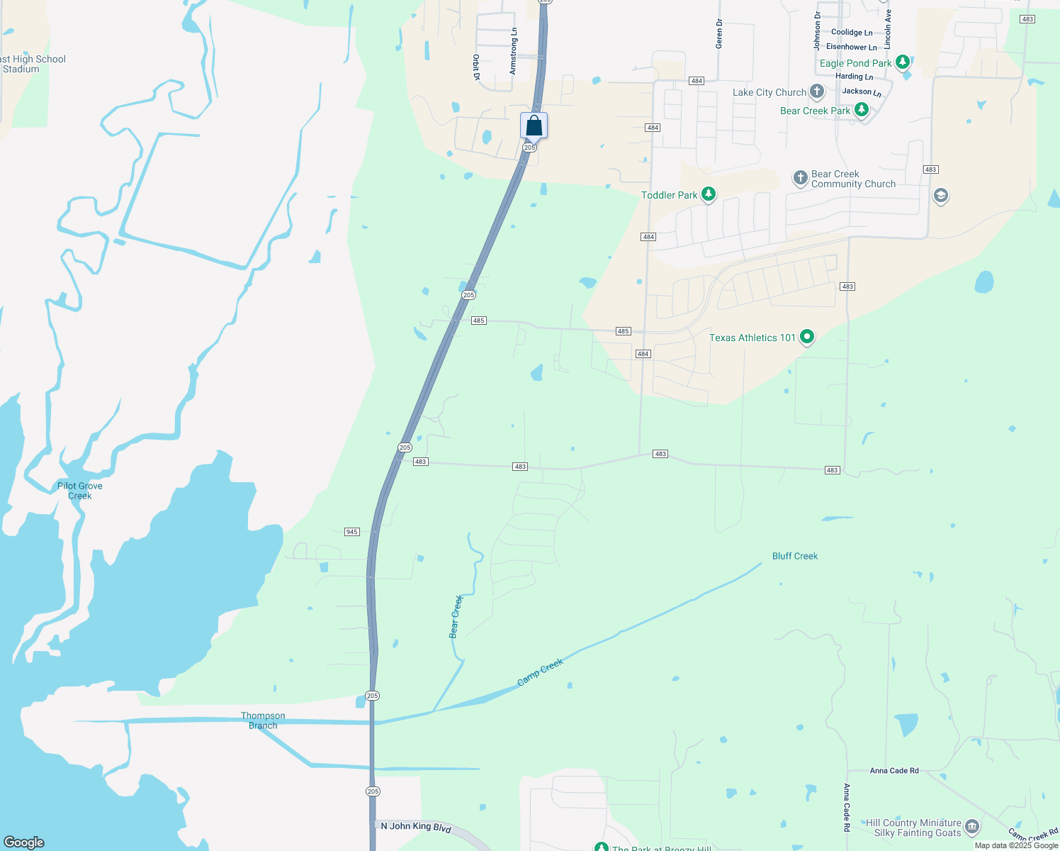 map of restaurants, bars, coffee shops, grocery stores, and more near 12906 Co Road 483 in Lavon