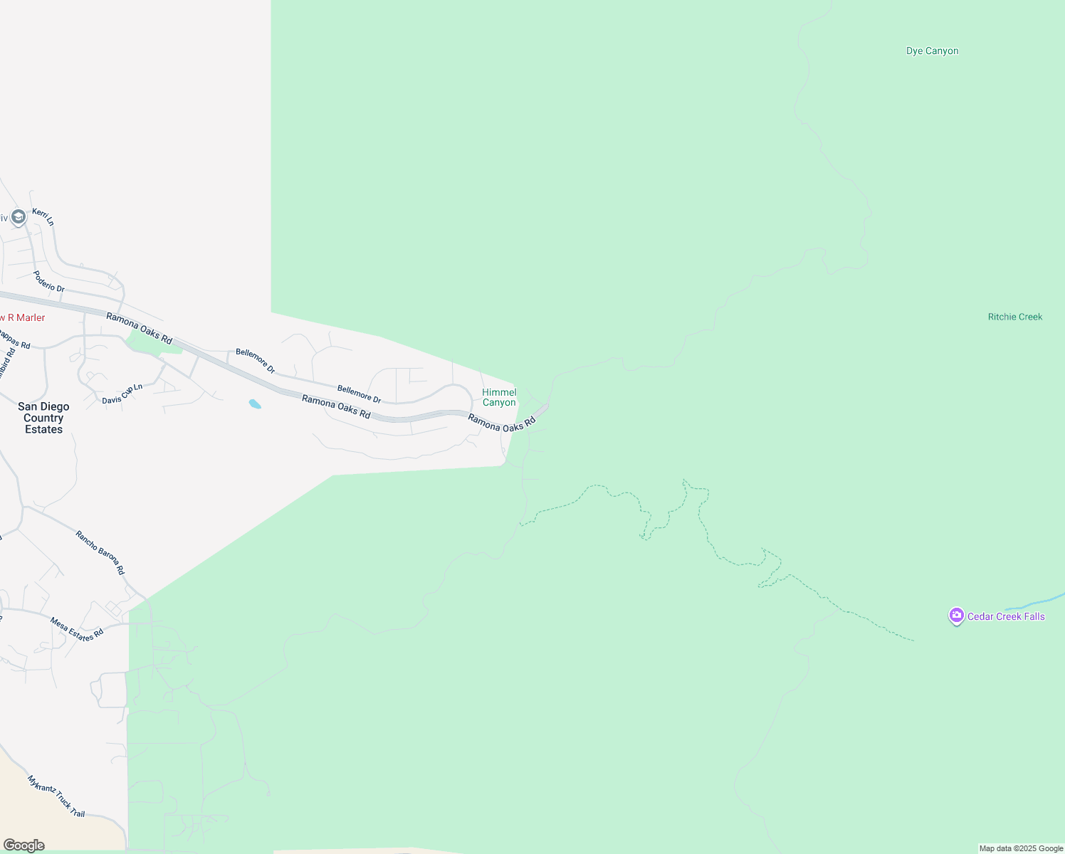 map of restaurants, bars, coffee shops, grocery stores, and more near 26507 Bellbottom Way in Ramona