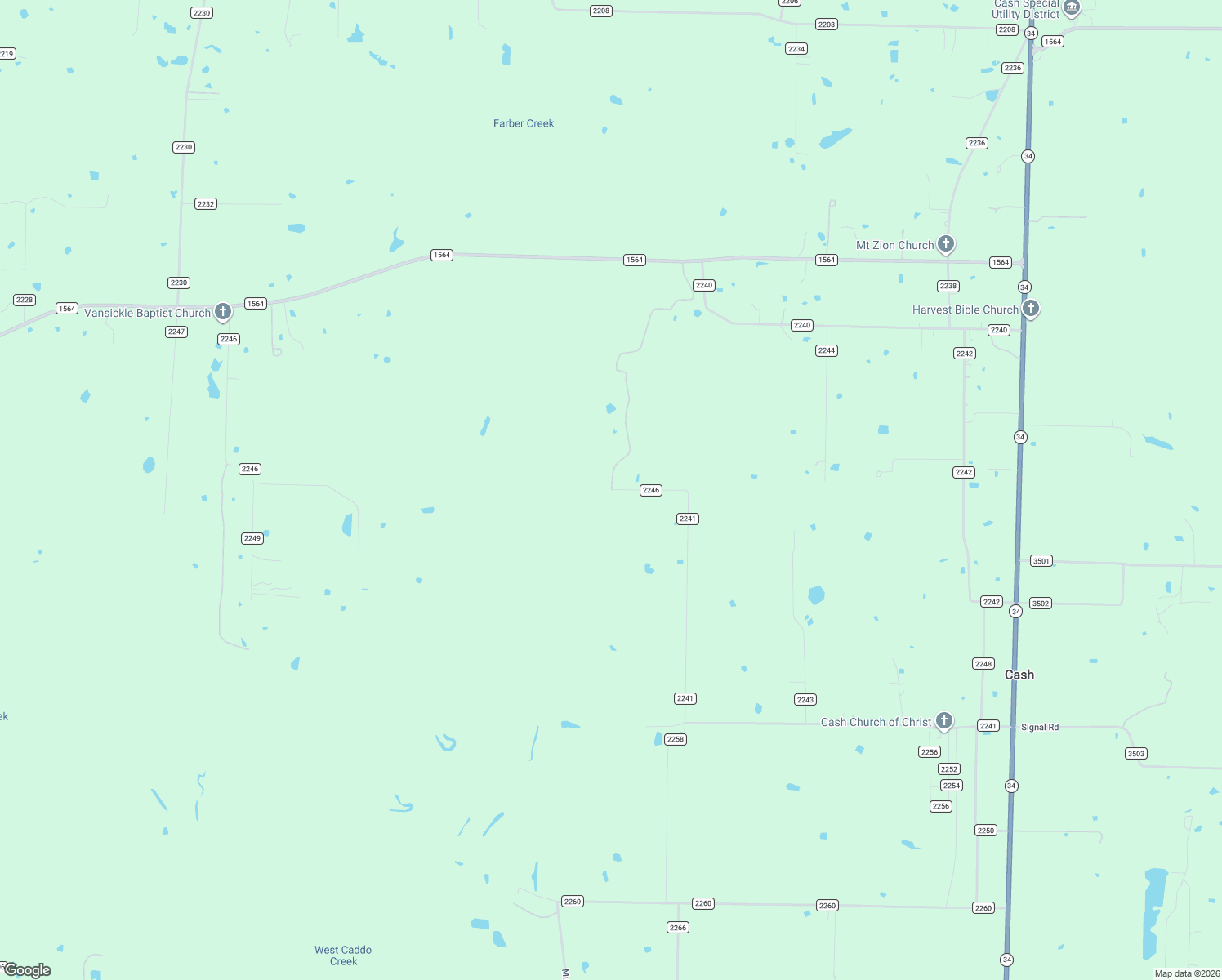 map of restaurants, bars, coffee shops, grocery stores, and more near County Road 2246 in Greenville