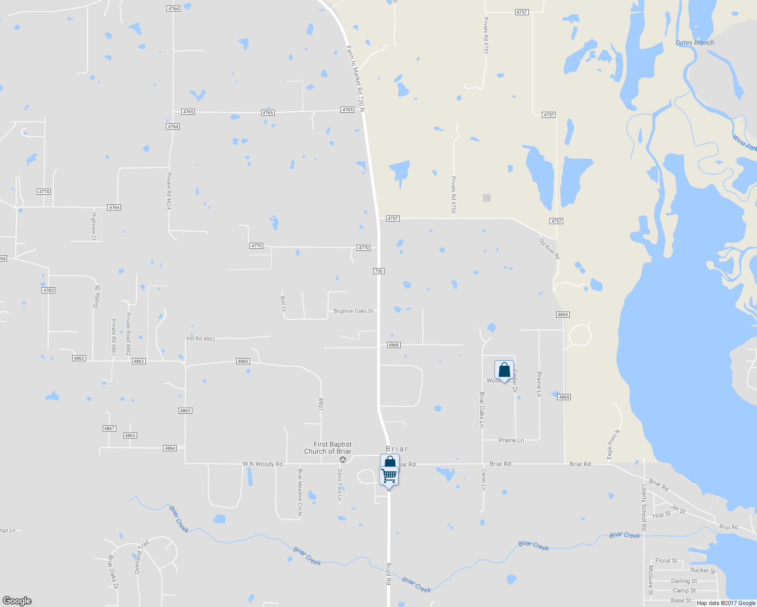 map of restaurants, bars, coffee shops, grocery stores, and more near 10894 Farm to Market Road 730 North in Boyd