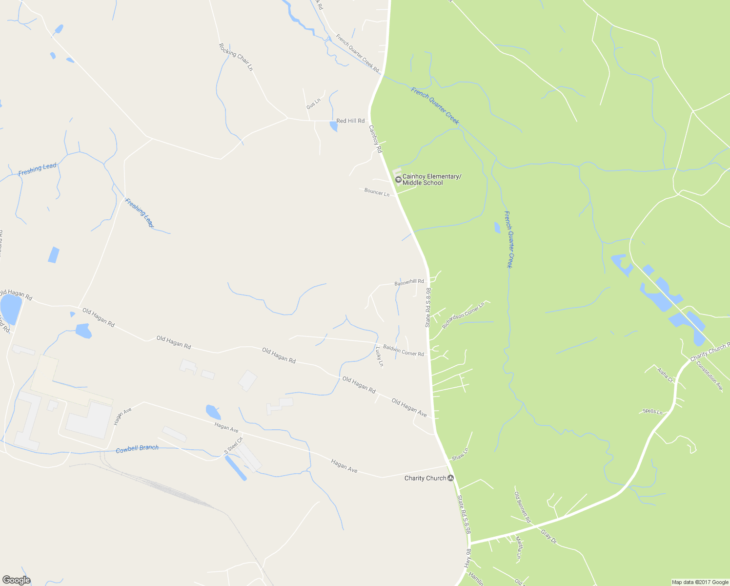 map of restaurants, bars, coffee shops, grocery stores, and more near 1060 Bannerhill Road in Huger