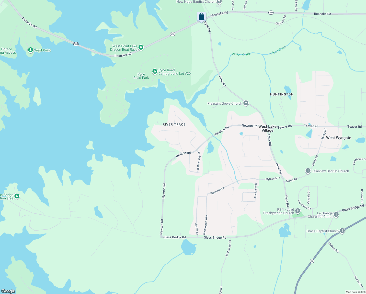 map of restaurants, bars, coffee shops, grocery stores, and more near 16 River Point Drive in LaGrange