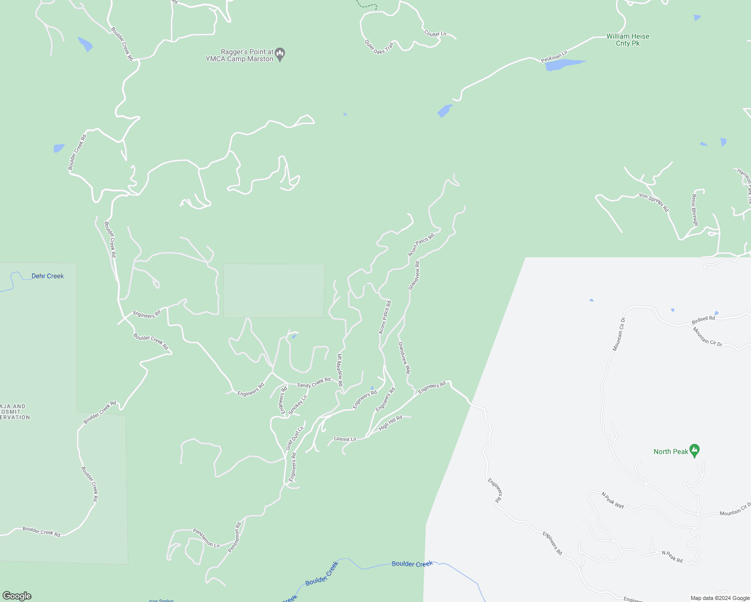 map of restaurants, bars, coffee shops, grocery stores, and more near 5717 Acorn Patch Road in Julian