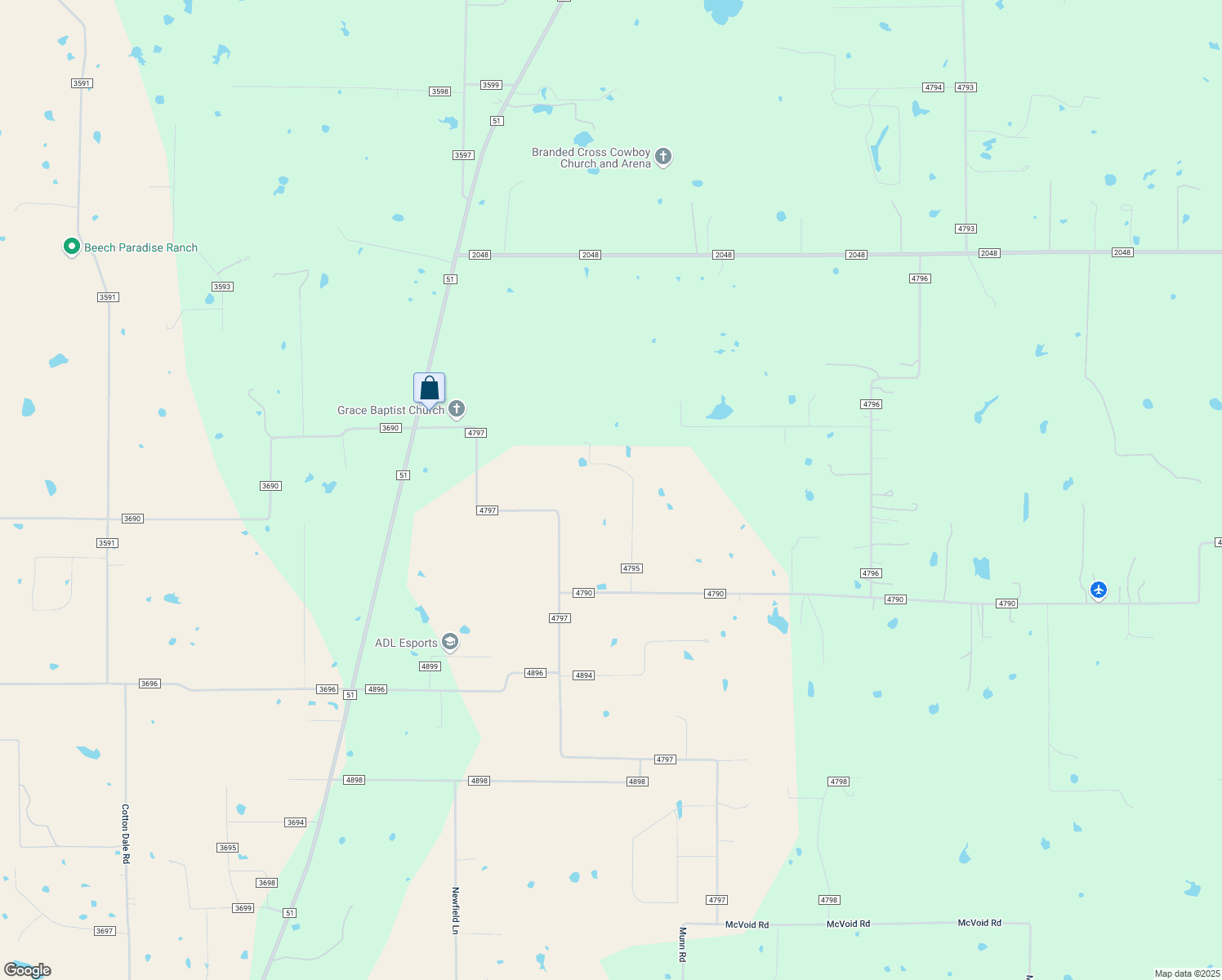 map of restaurants, bars, coffee shops, grocery stores, and more near 261 County Road 4795 in Boyd