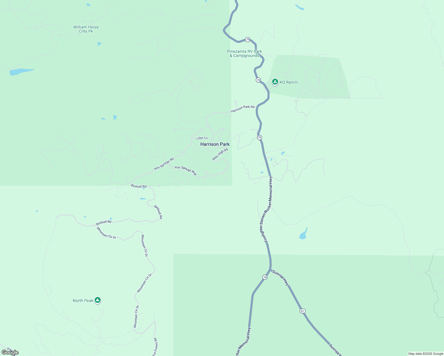 map of restaurants, bars, coffee shops, grocery stores, and more near 17156 Mile High Road in Julian