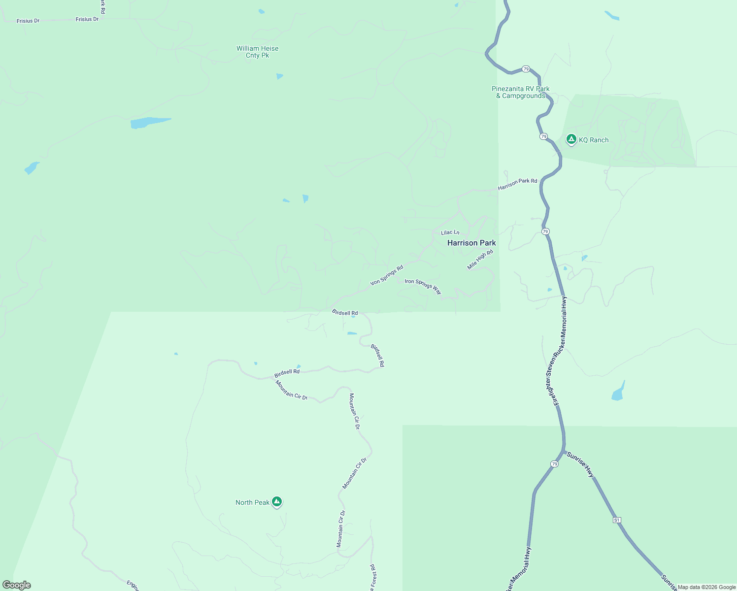 map of restaurants, bars, coffee shops, grocery stores, and more near 17009 Iron Springs Road in Julian