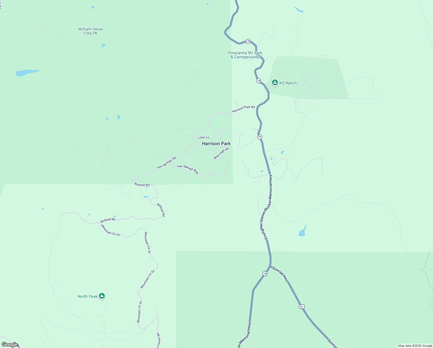 map of restaurants, bars, coffee shops, grocery stores, and more near Sunset Lane in San Diego County