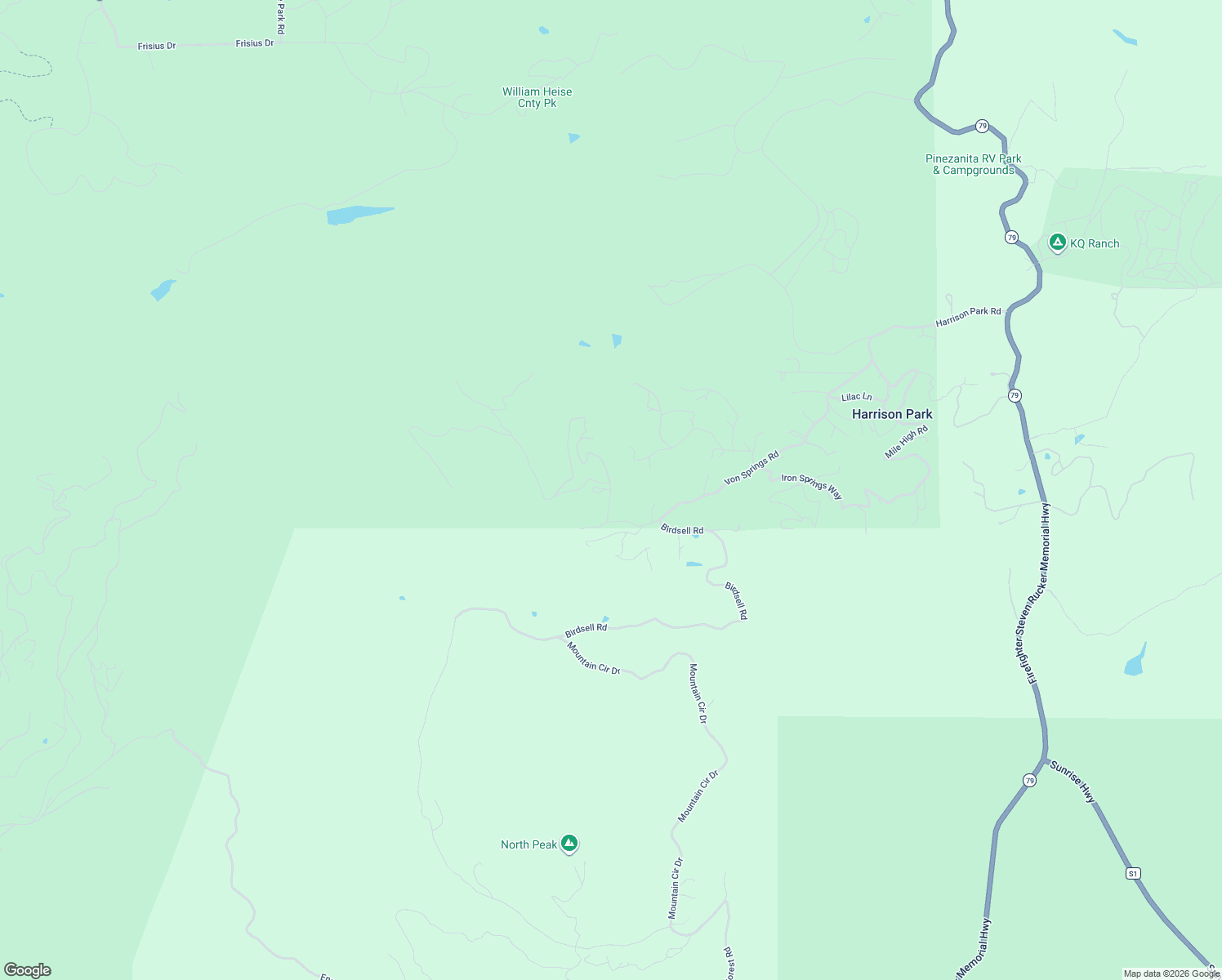map of restaurants, bars, coffee shops, grocery stores, and more near Iron Springs Road in Julian