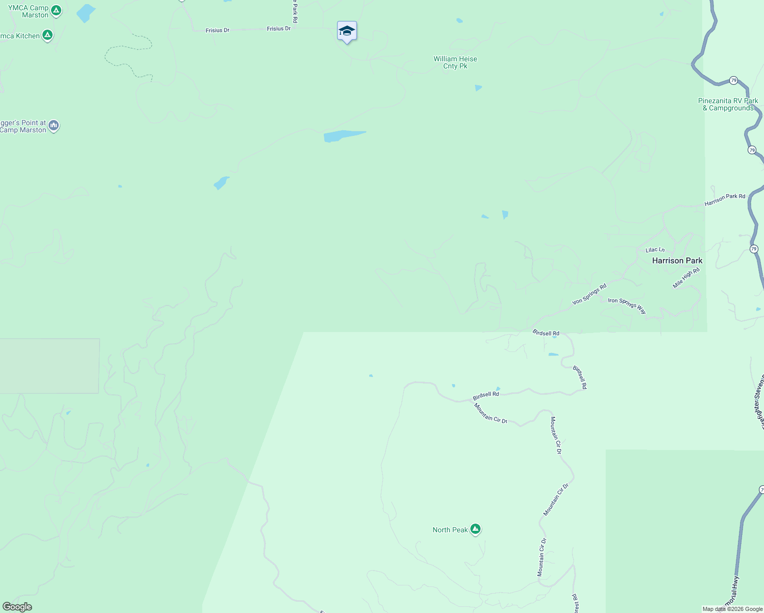 map of restaurants, bars, coffee shops, grocery stores, and more near Iron Springs Road in Julian